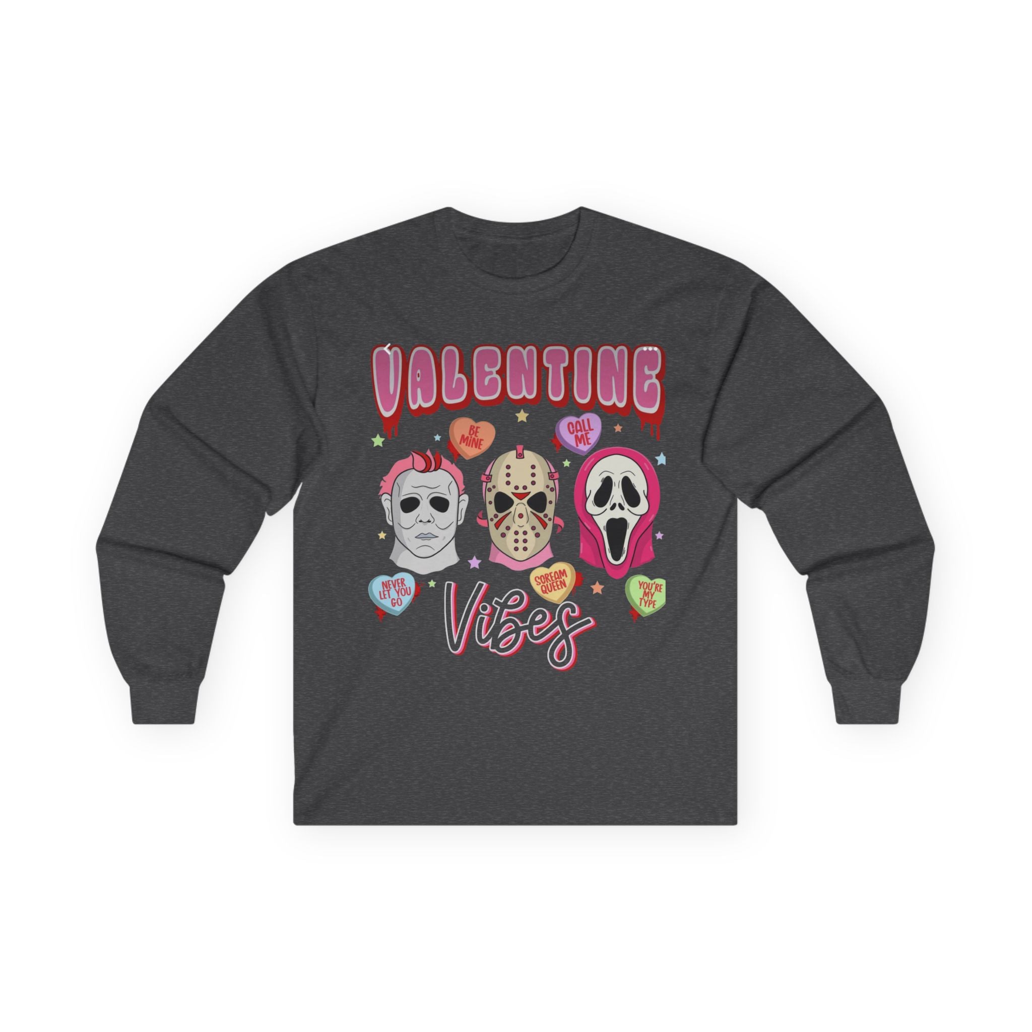 Valentine Vibes Horror Masks Long Sleeve Tee