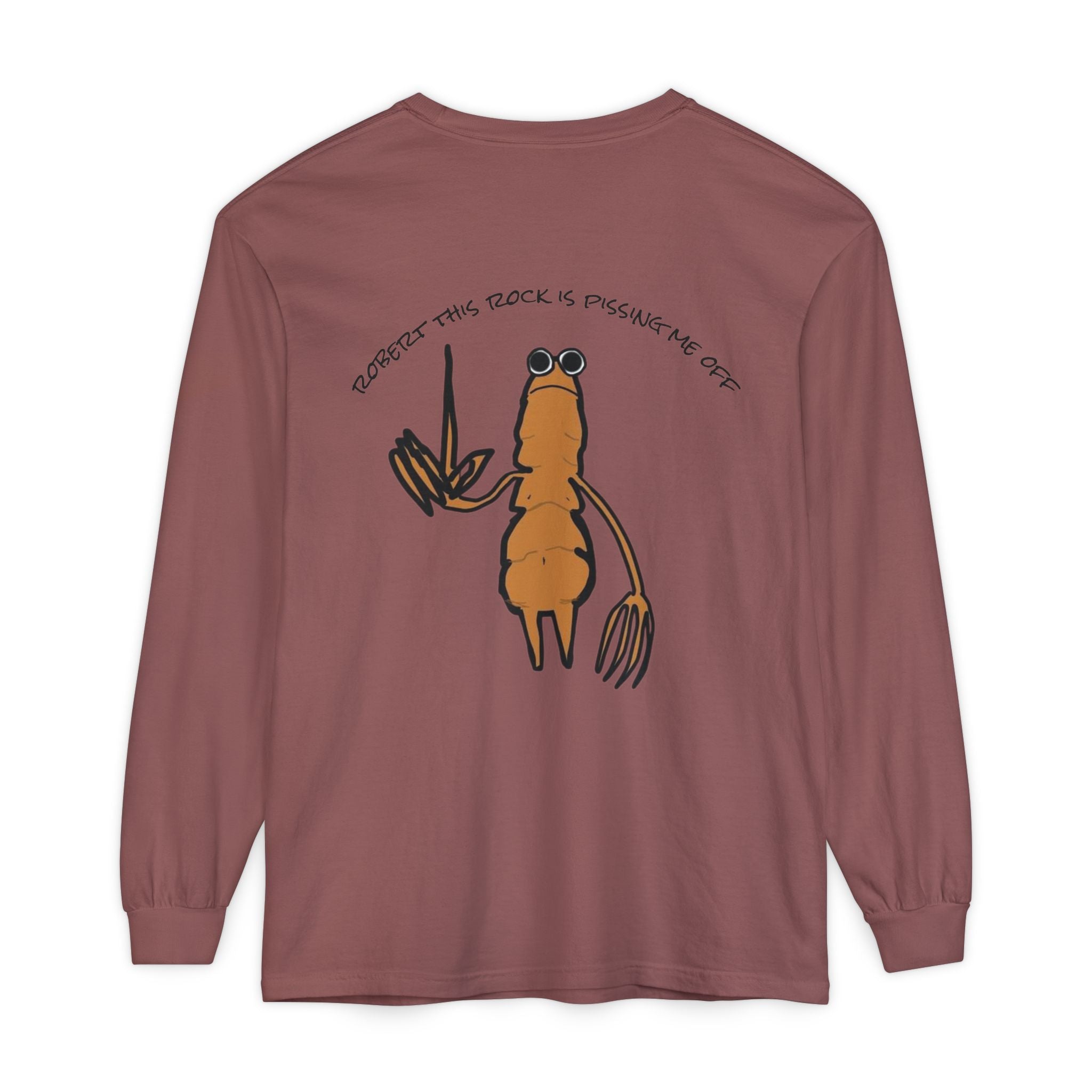 Marcus Character Long Sleeve Tee — Whimsical Creature Illustration Shirt