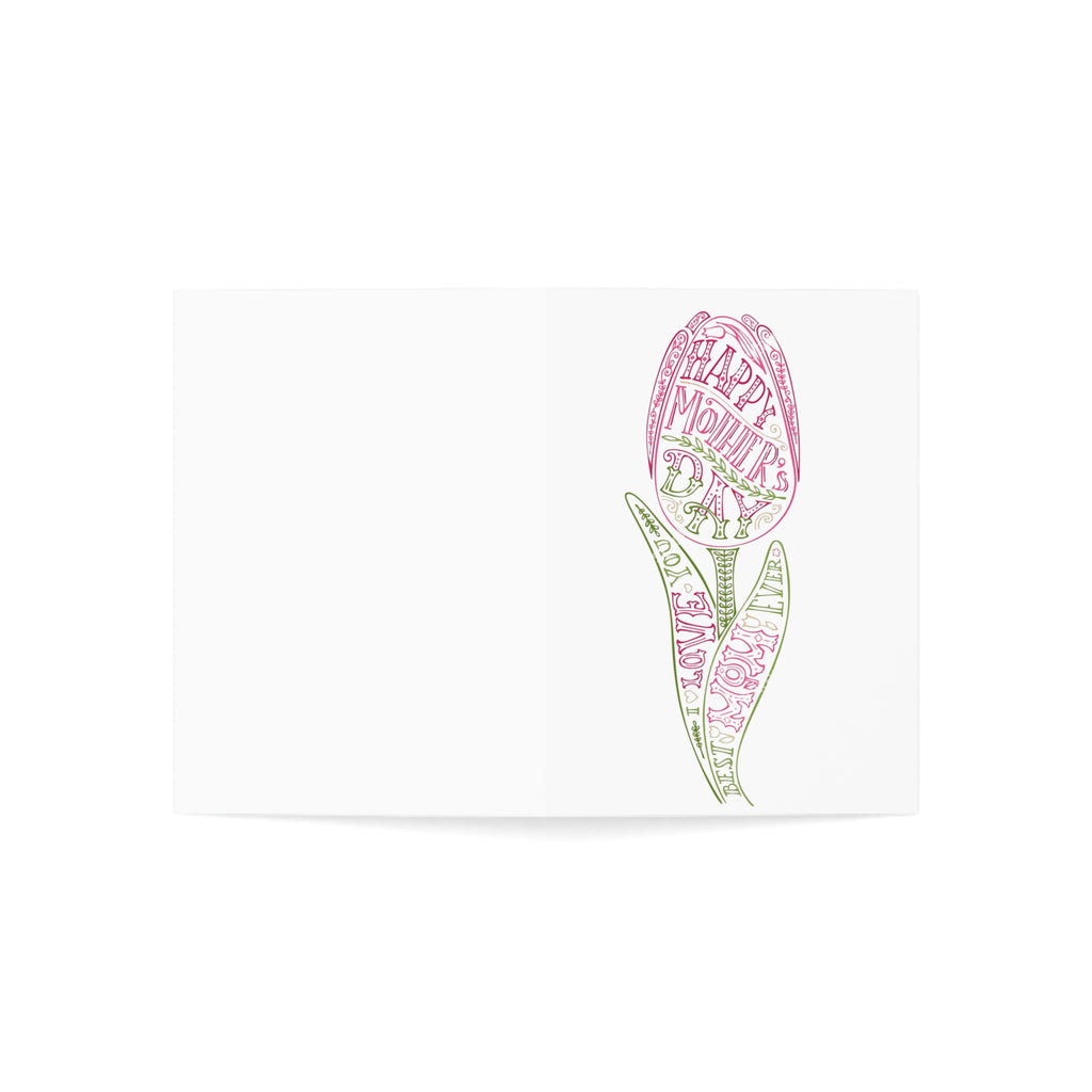 Mother's Day Tulip Greeting Card – Floral 'Happy Mother's Day' Note (1/10/30/50 pcs)