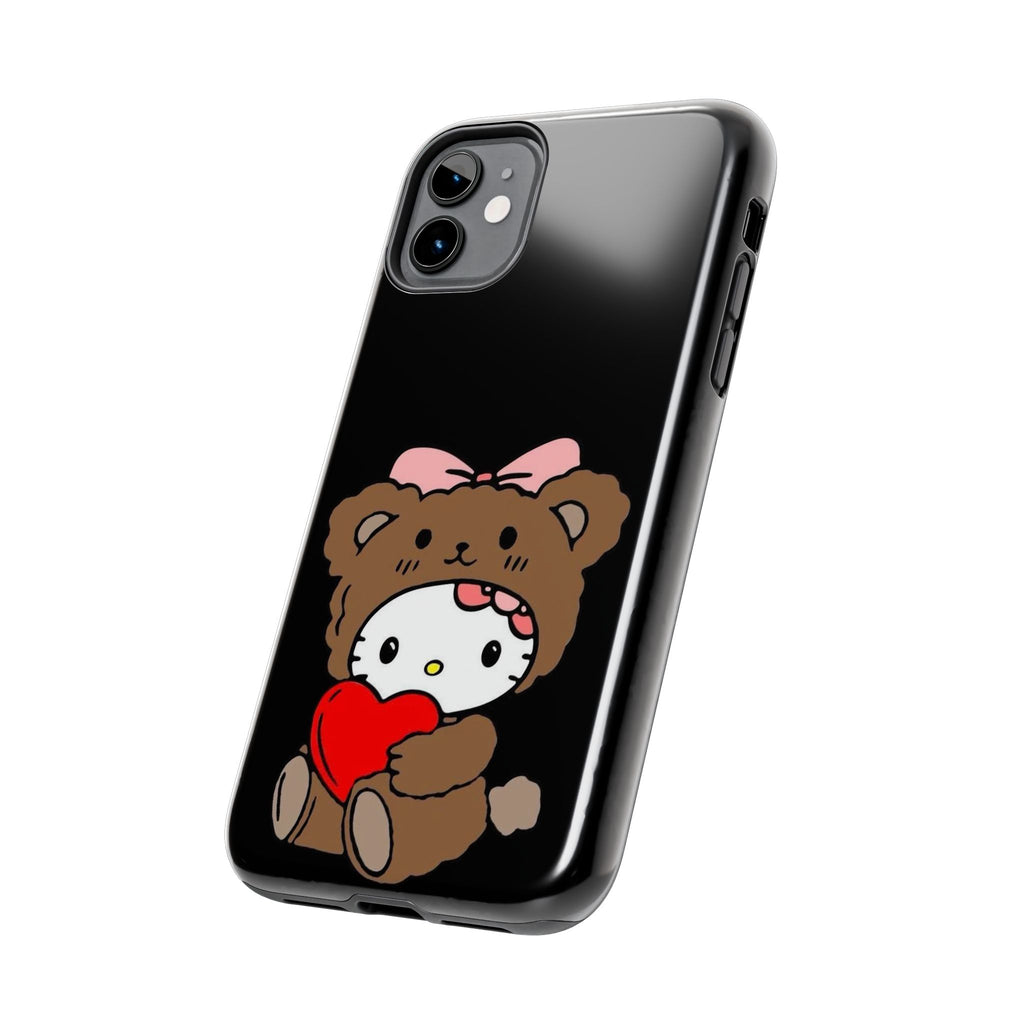 Cute Hello Kitty Bear Heart Tough Phone Case — Protective Cute Cartoon iPhone Cover