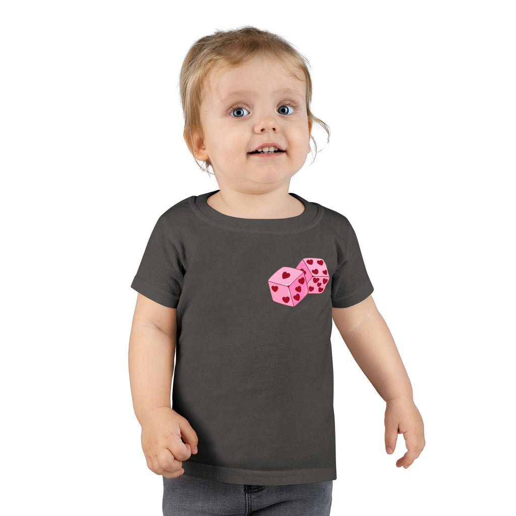 Toddler T-shirt - Pink Cupid Cherub Graphic Tee with Heart Dice (Valentine’s Day Kids Shirt)