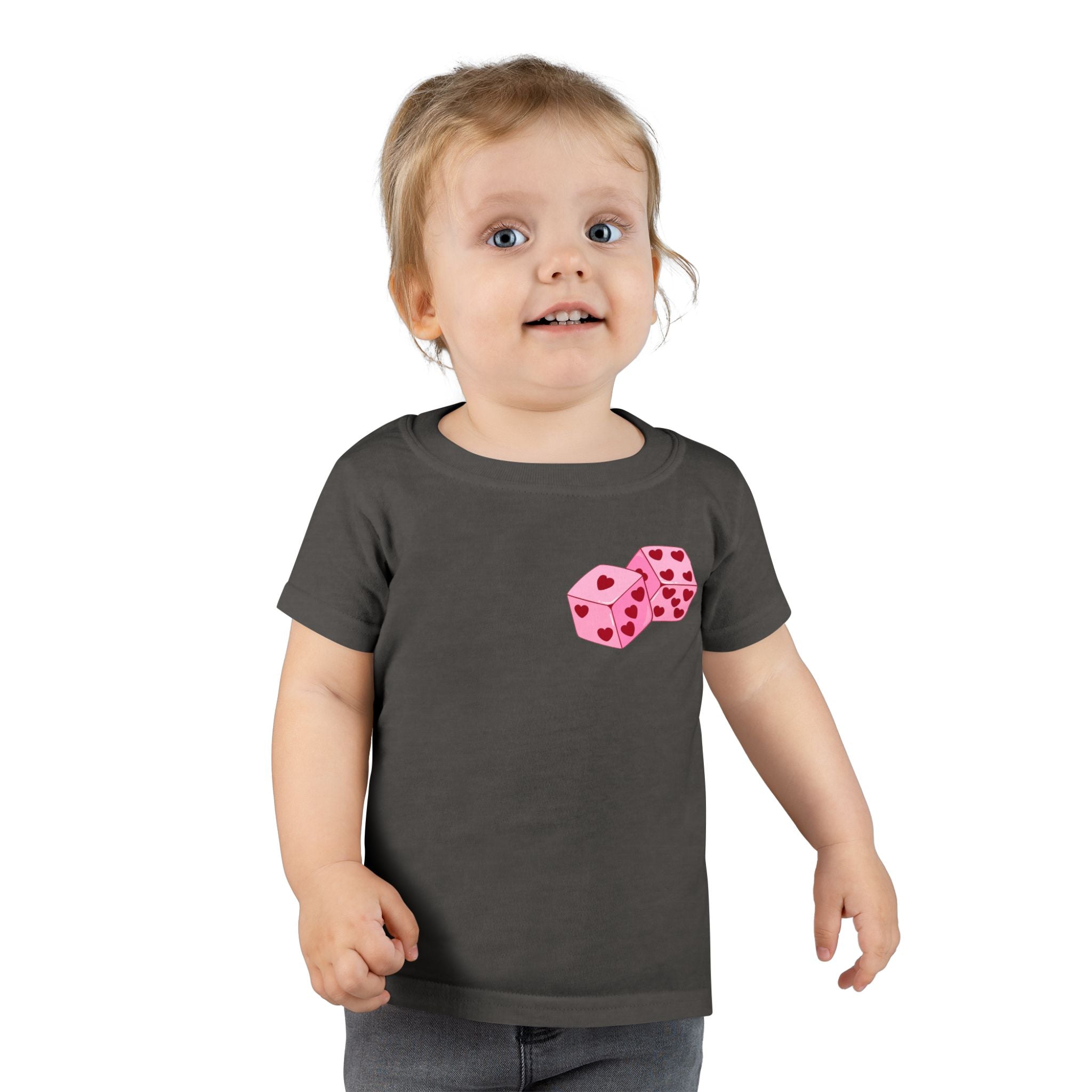 Toddler T-shirt - Pink Cupid Cherub Graphic Tee with Heart Dice (Valentine’s Day Kids Shirt)