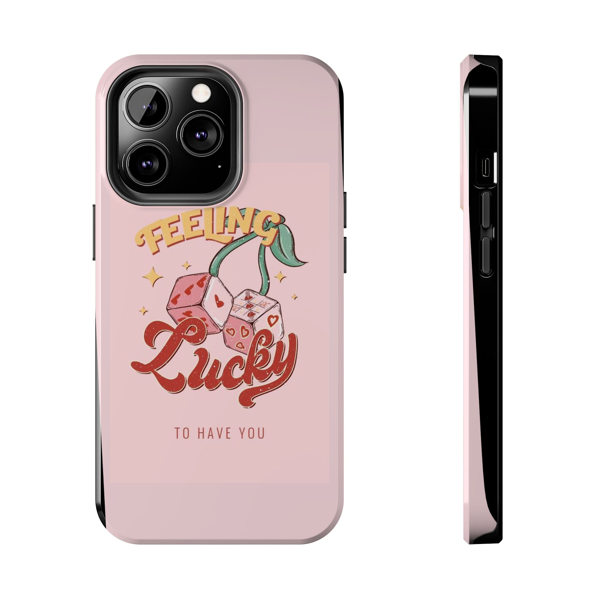 Feeling Lucky Phone Case — Pink Retro Dice Cherry Design