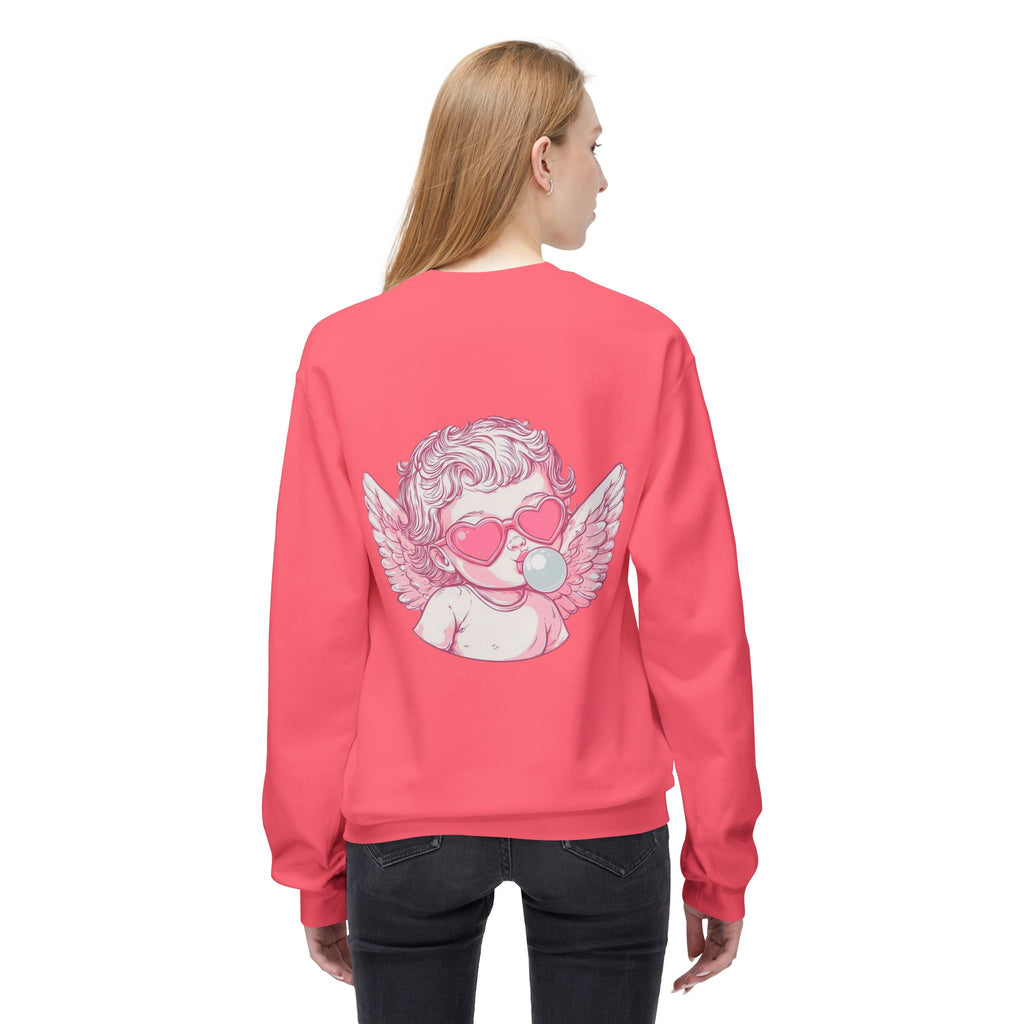 Cupid Valentine's Sweatshirt — Retro Pink Cherub with Heart Sunglasses Crewneck