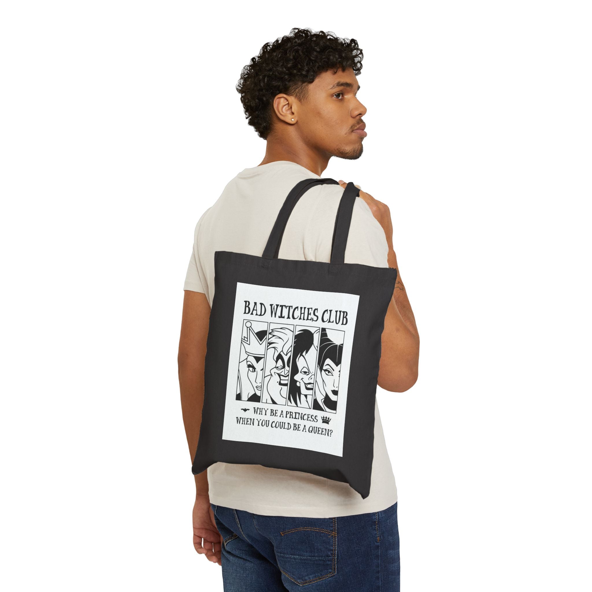 disney villains Tote Bag — 'Why Be a Princess When You Could Be a Queen?' Canvas Shopper