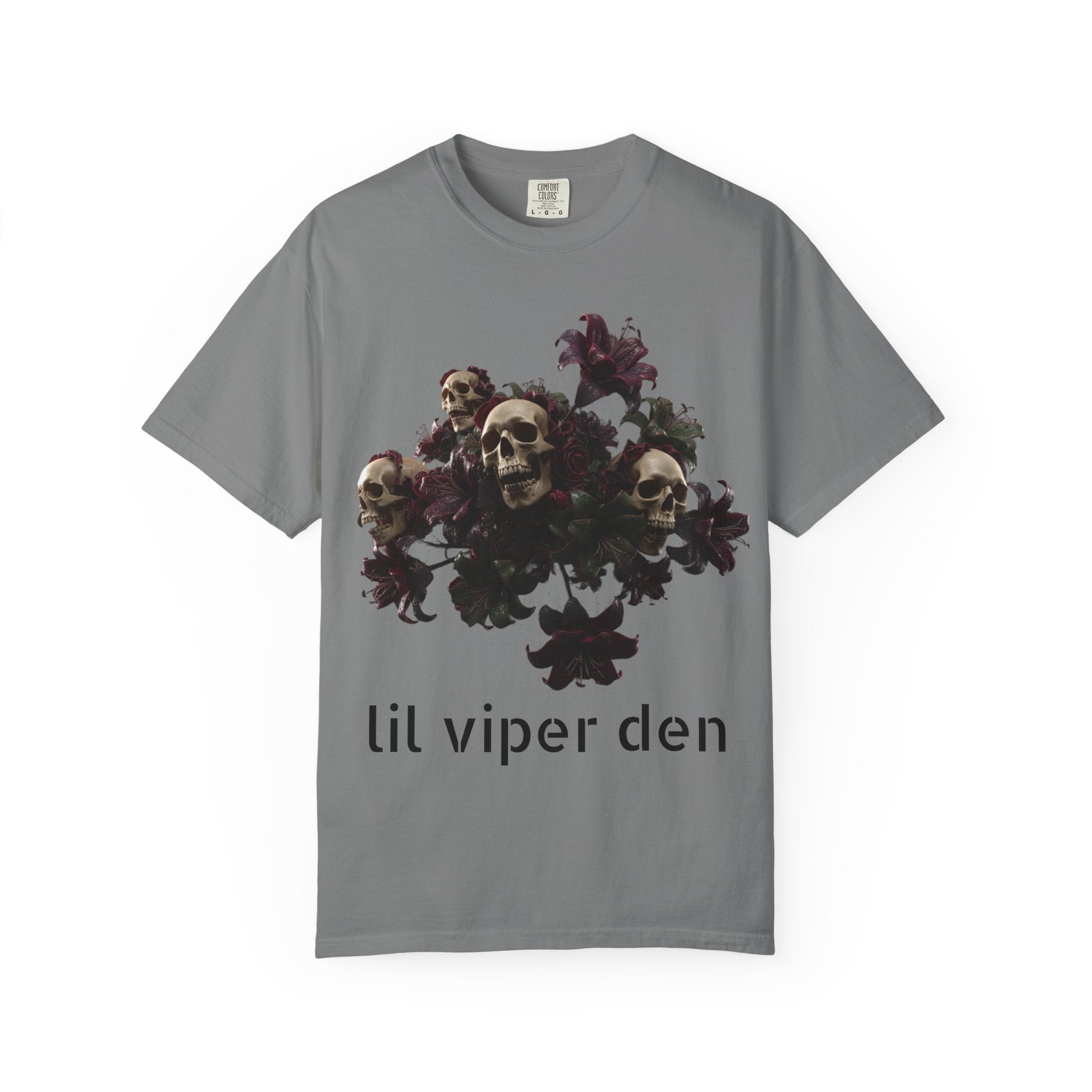 Lil Viper Den Skull Floral Tee — Gothic Graphic T-Shirt