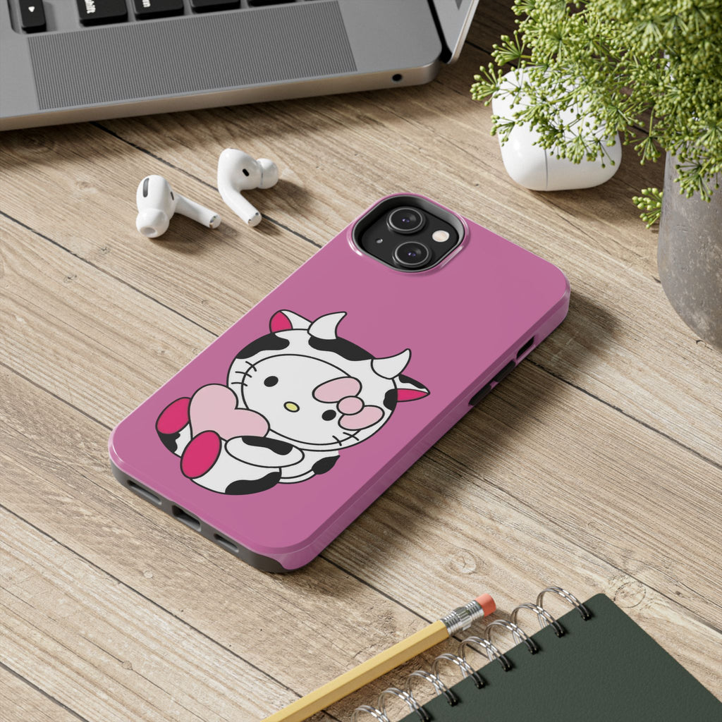 Hello Kitty Cow Cute Tough Phone Case – Pink Heart Protective Cover