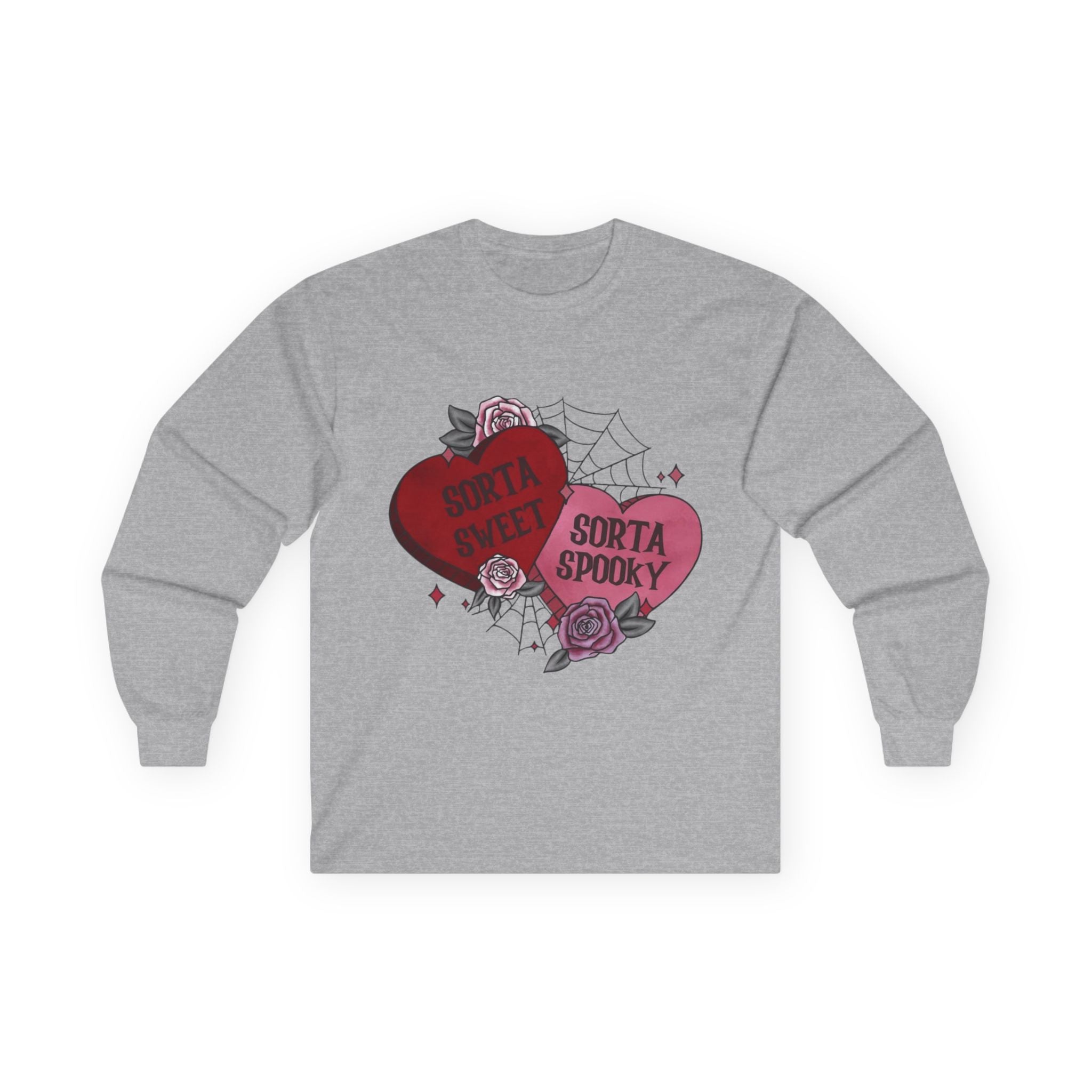 Sorta Spooky Heart Long Sleeve Tee — Goth Valentine Graphic Shirt