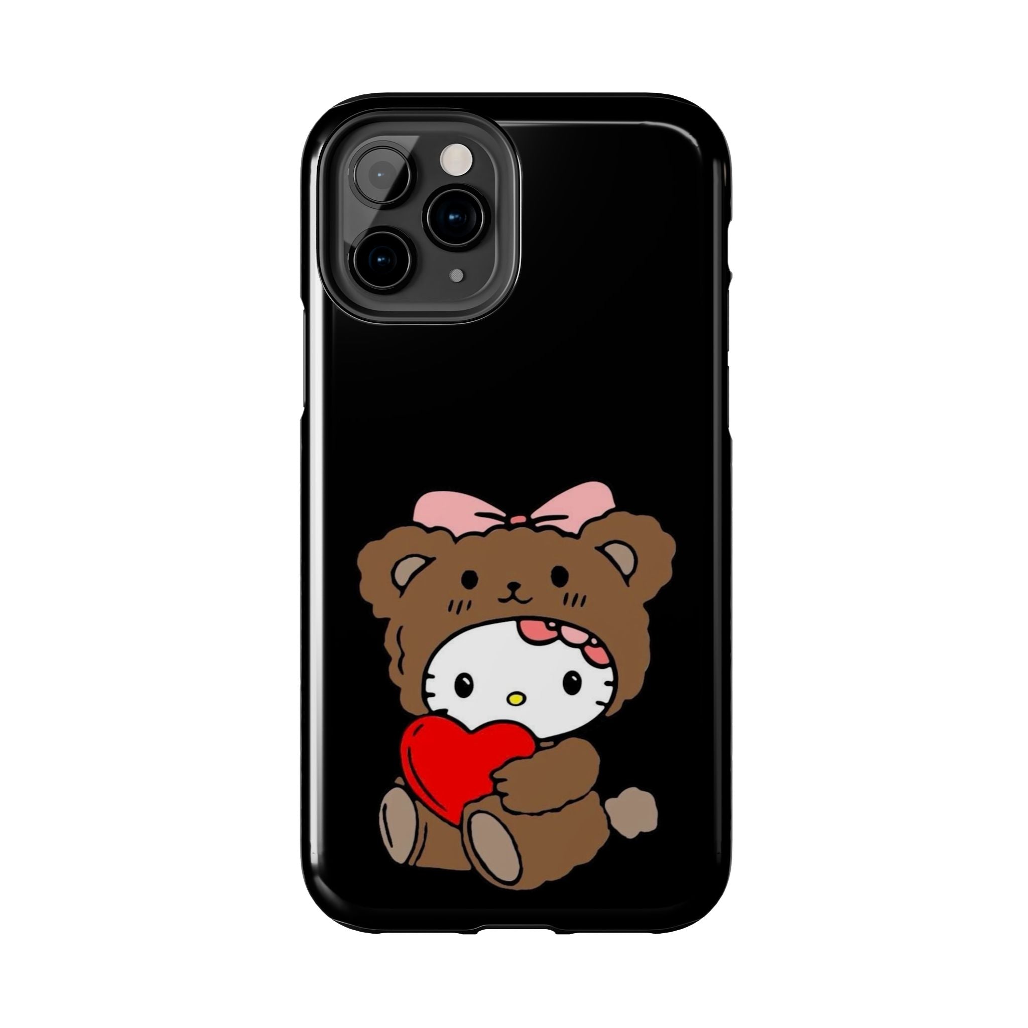 Cute Hello Kitty Bear Heart Tough Phone Case — Protective Cute Cartoon iPhone Cover