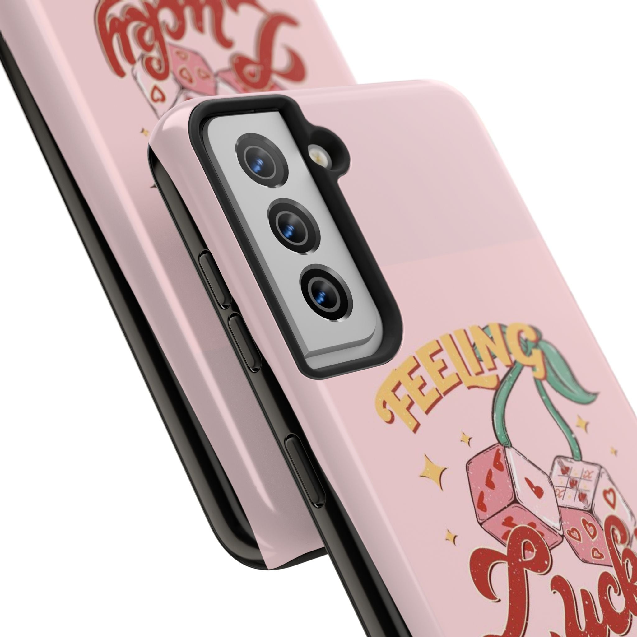 Feeling Lucky Phone Case — Pink Retro Dice Cherry Design