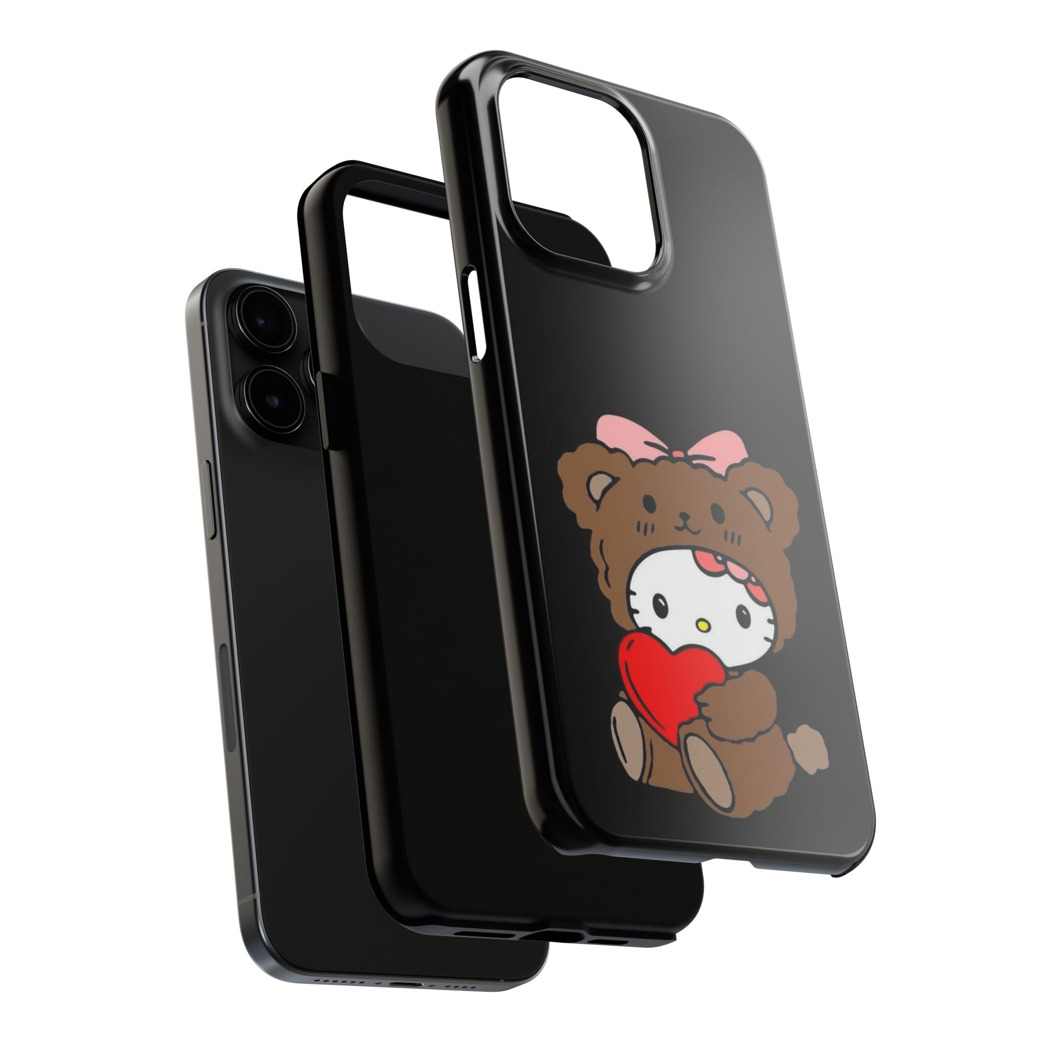 Cute Hello Kitty Bear Heart Tough Phone Case — Protective Cute Cartoon iPhone Cover