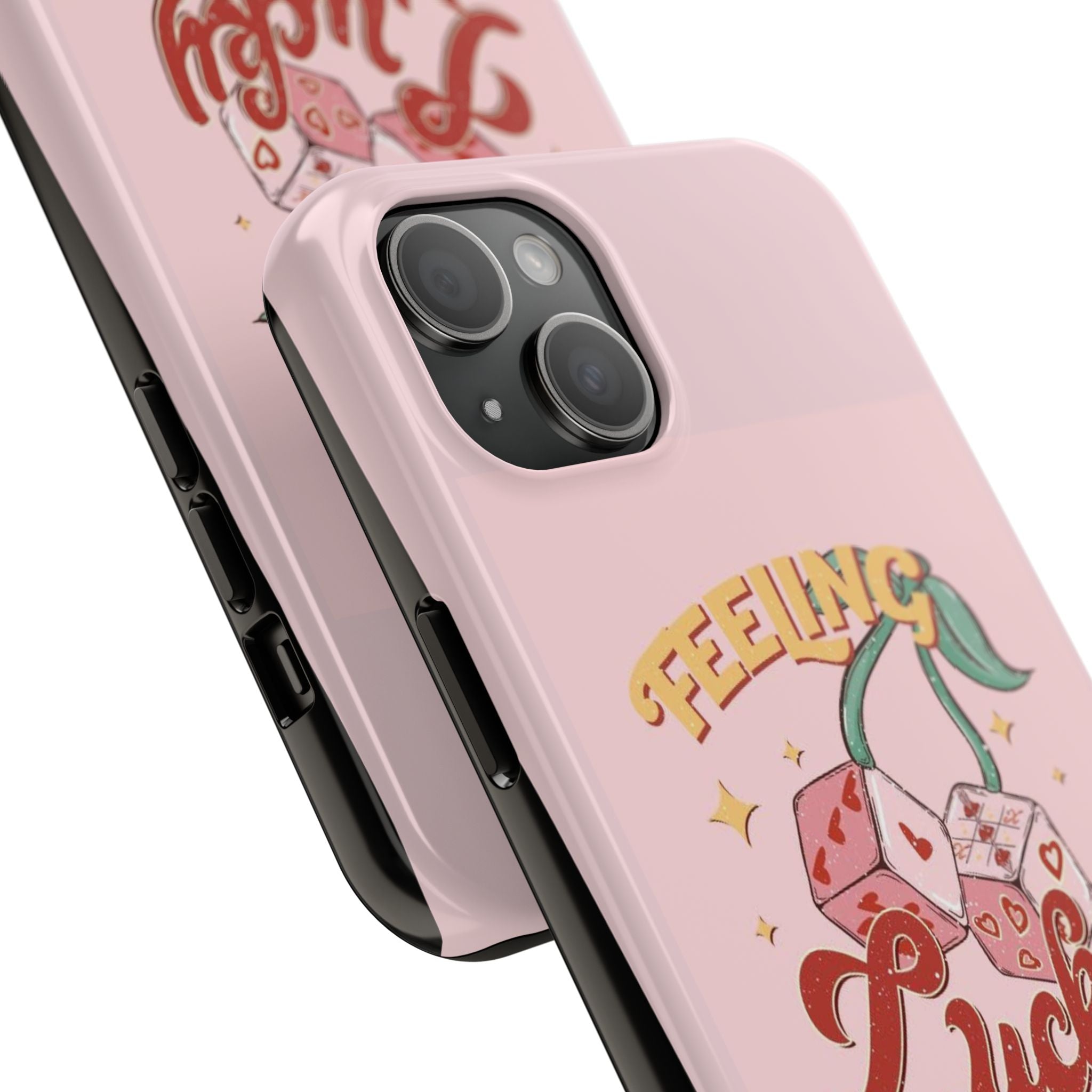 Feeling Lucky Phone Case — Pink Retro Dice Cherry Design
