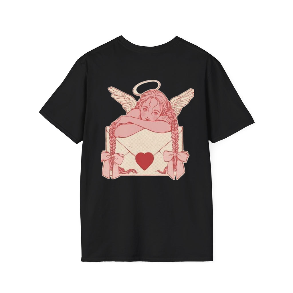 valentines Cherub Angel Love T-Shirt — Vintage Pink Valentine Heart Graphic Tee