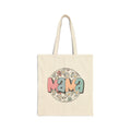 Mama Floral Tote Bag — Retro Daisy Cotton Canvas Market Tote