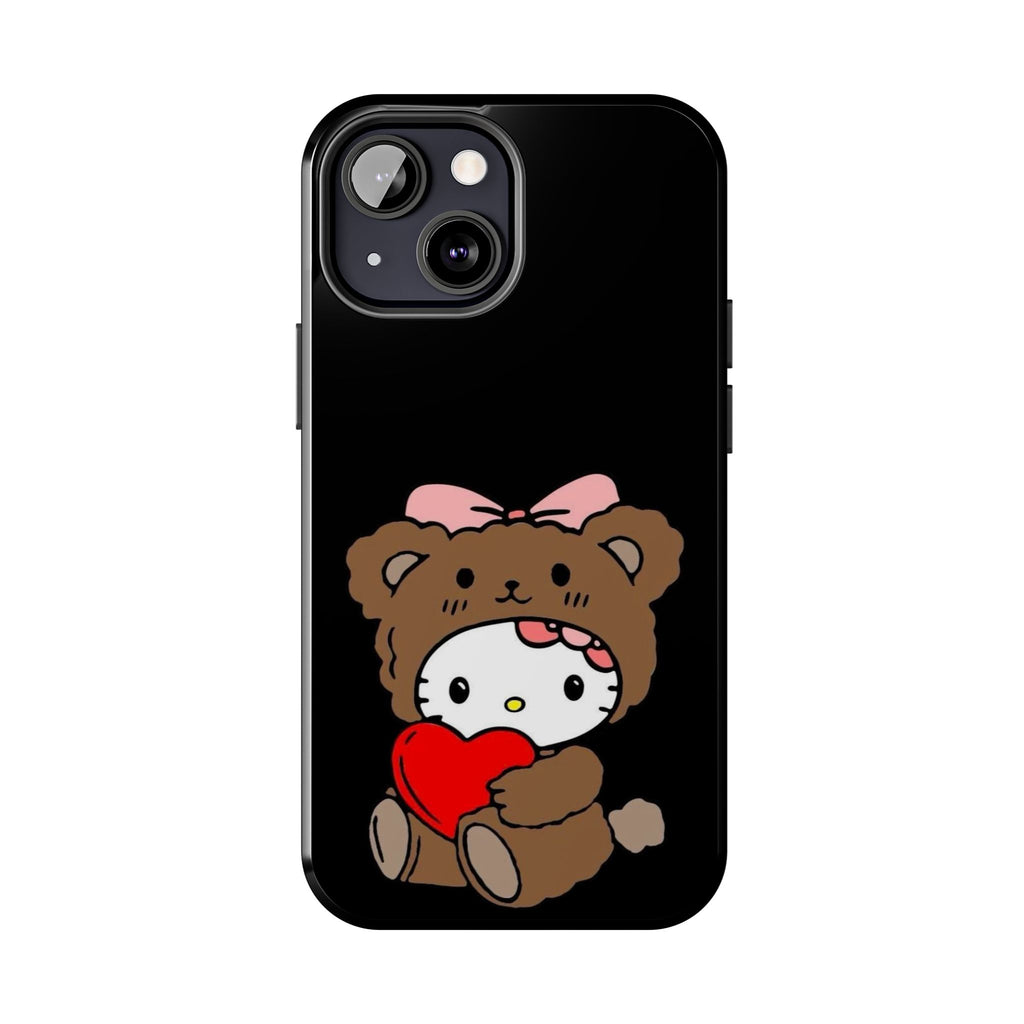 Cute Hello Kitty Bear Heart Tough Phone Case — Protective Cute Cartoon iPhone Cover