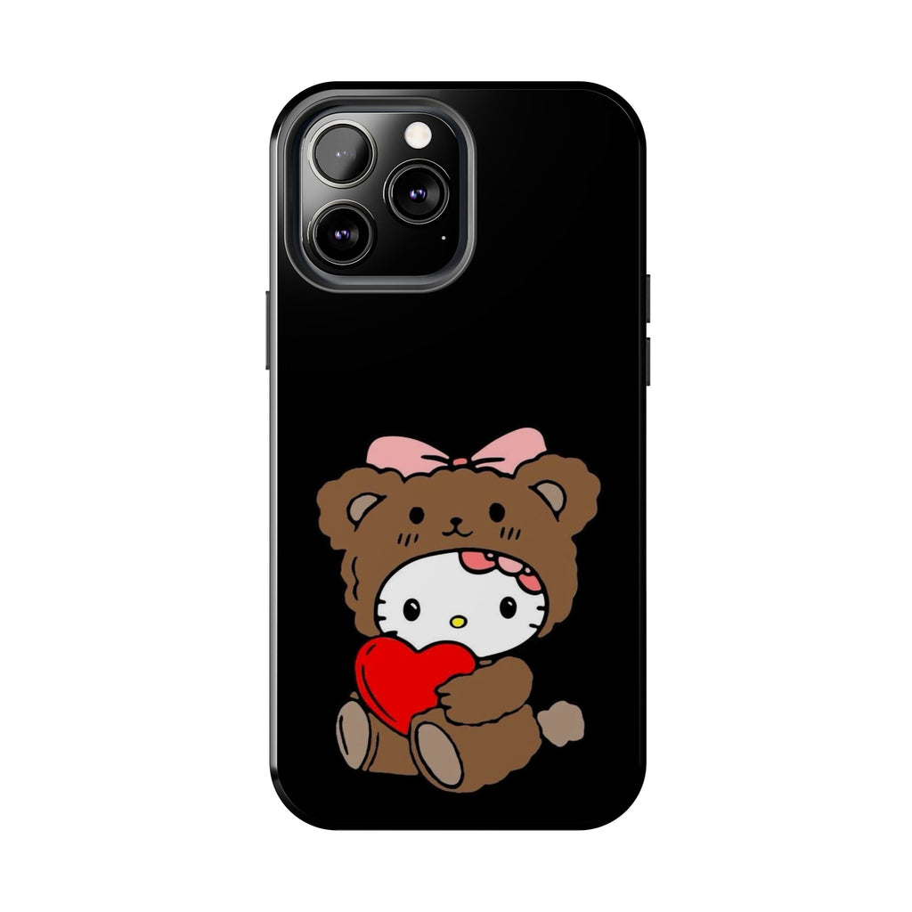 Cute Hello Kitty Bear Heart Tough Phone Case — Protective Cute Cartoon iPhone Cover