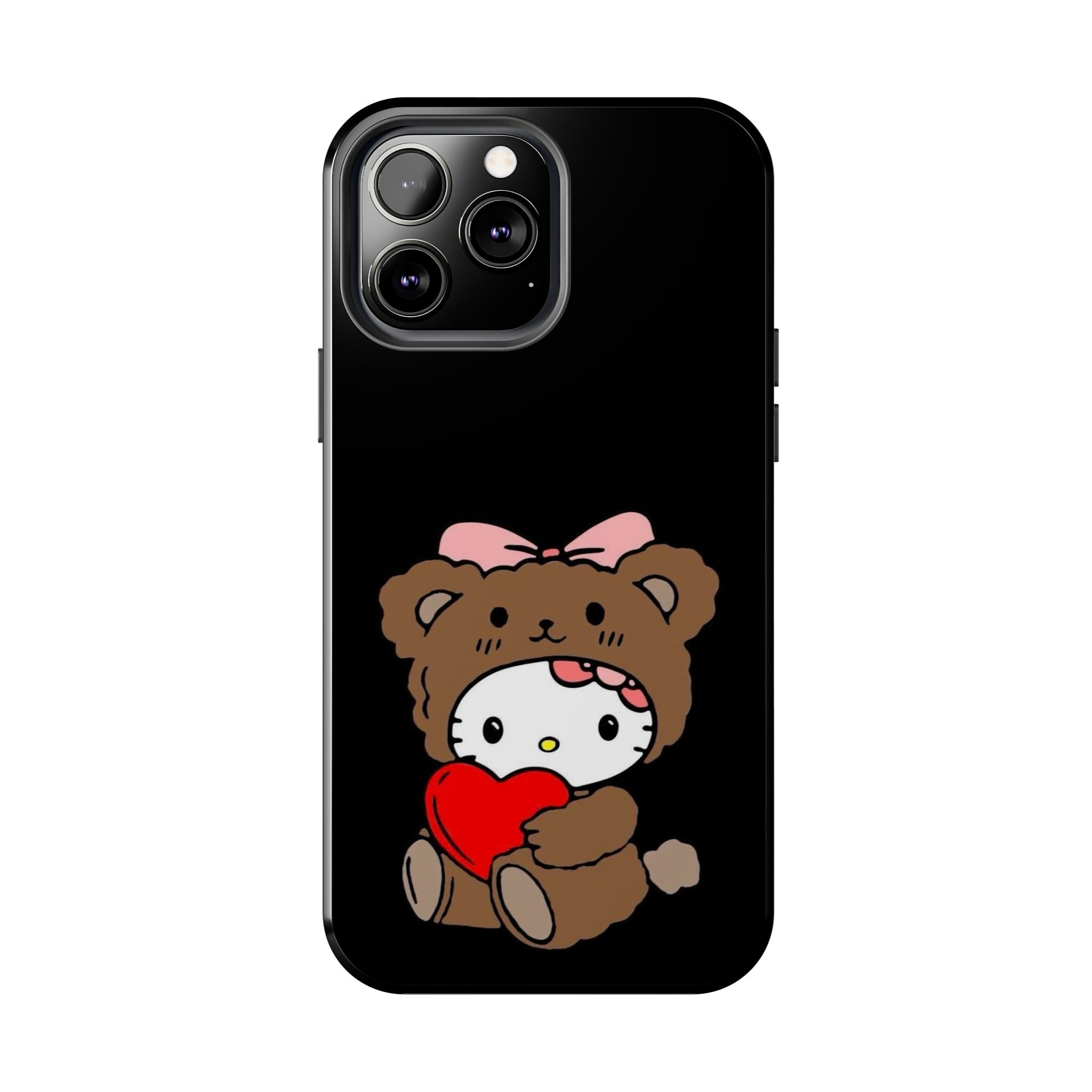 Cute Hello Kitty Bear Heart Tough Phone Case — Protective Cute Cartoon iPhone Cover