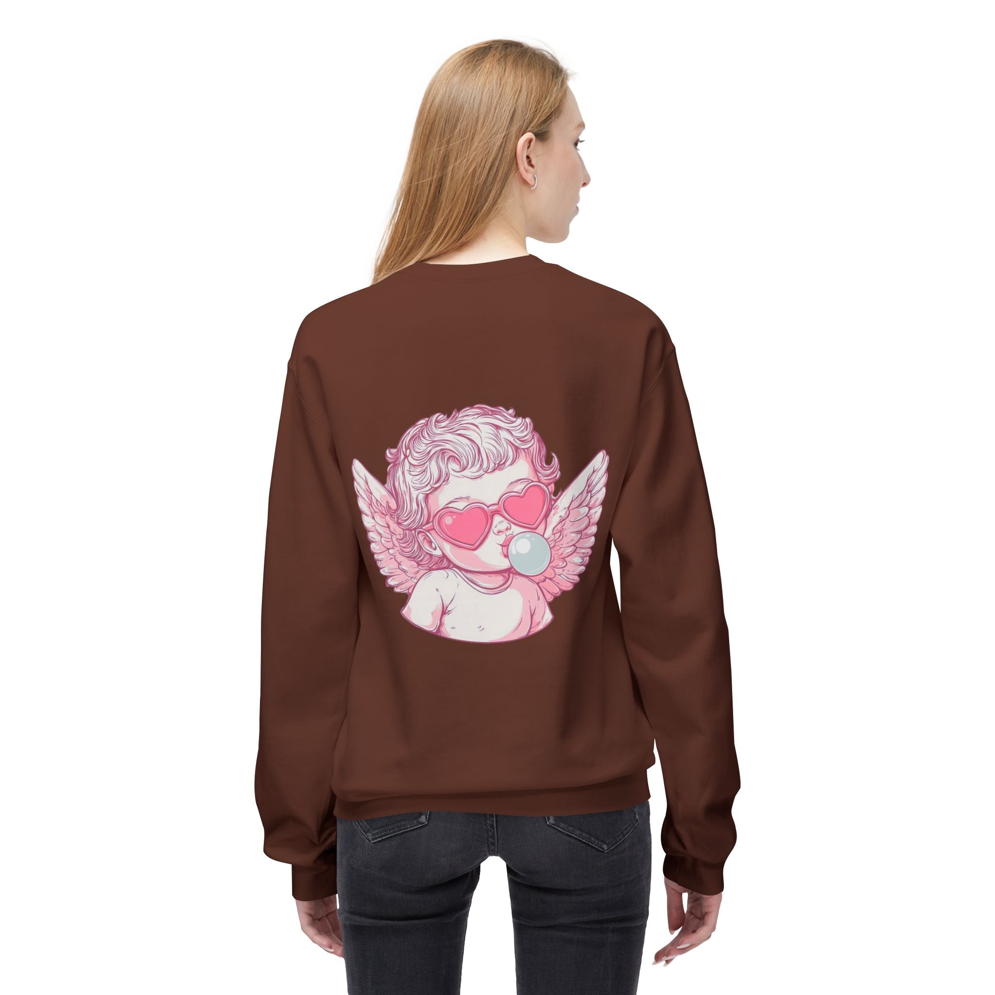 Cupid Valentine's Sweatshirt — Retro Pink Cherub with Heart Sunglasses Crewneck