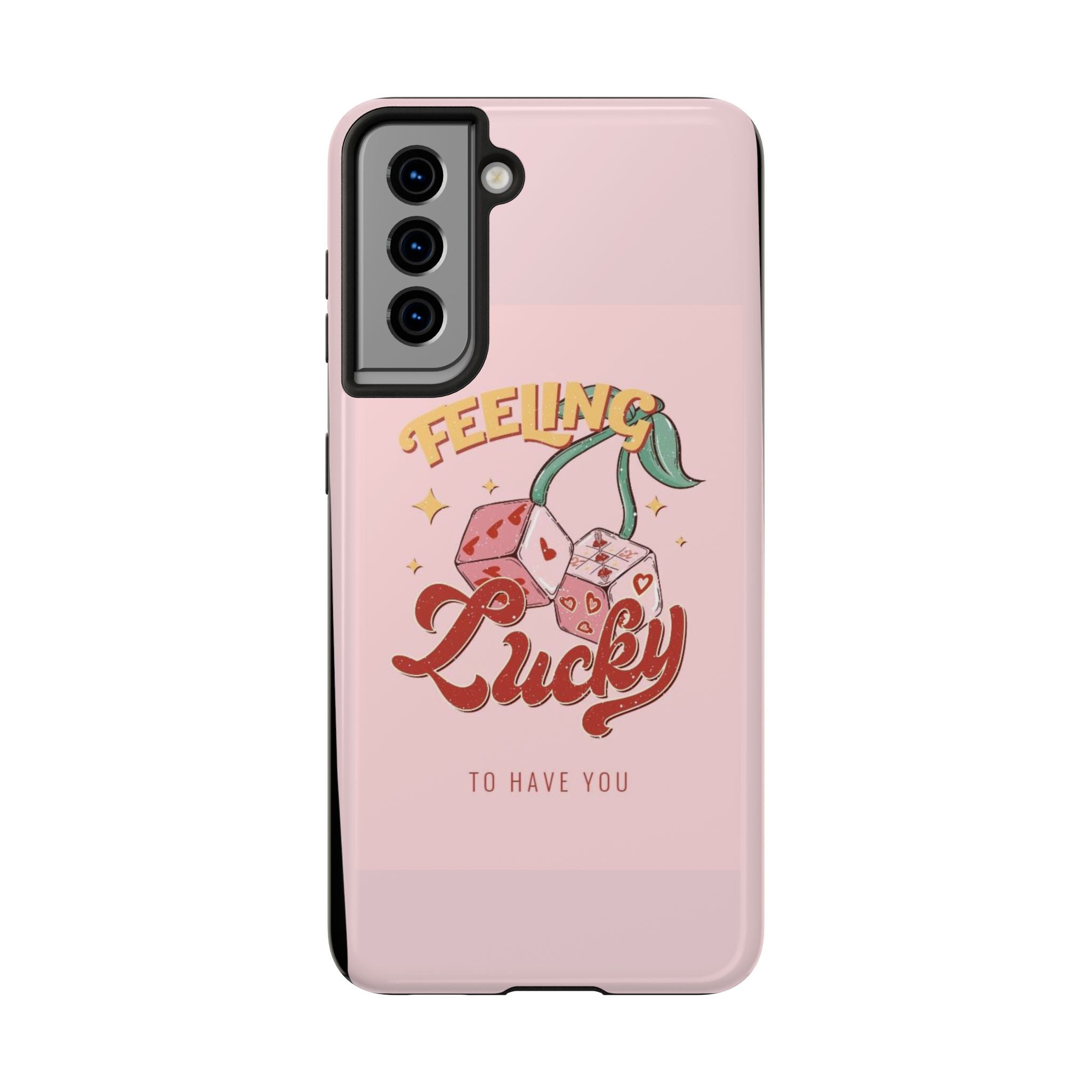 Feeling Lucky Phone Case — Pink Retro Dice Cherry Design