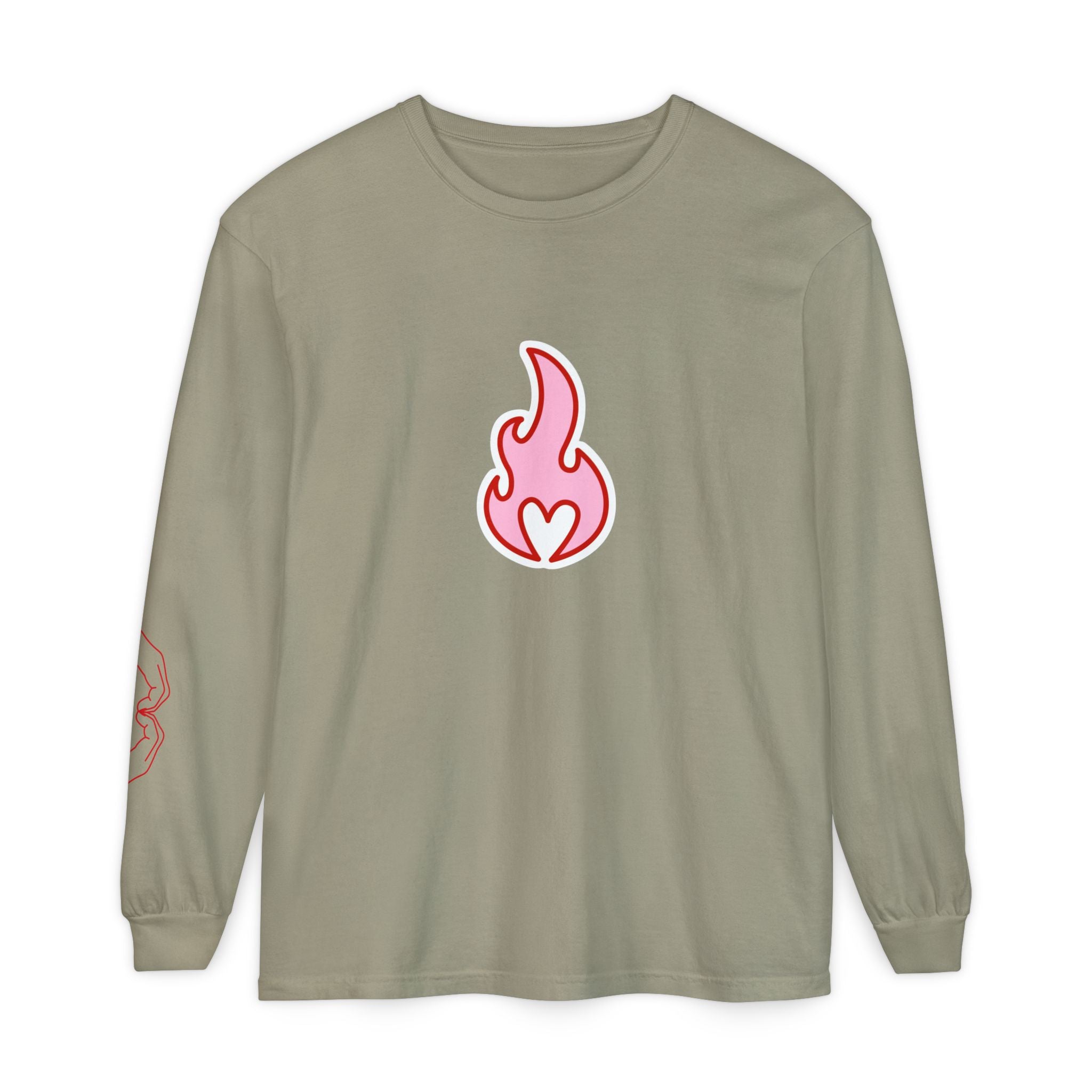 Self Love Flame Long Sleeve Tee — Graphic Self-Care Chest & Back Design