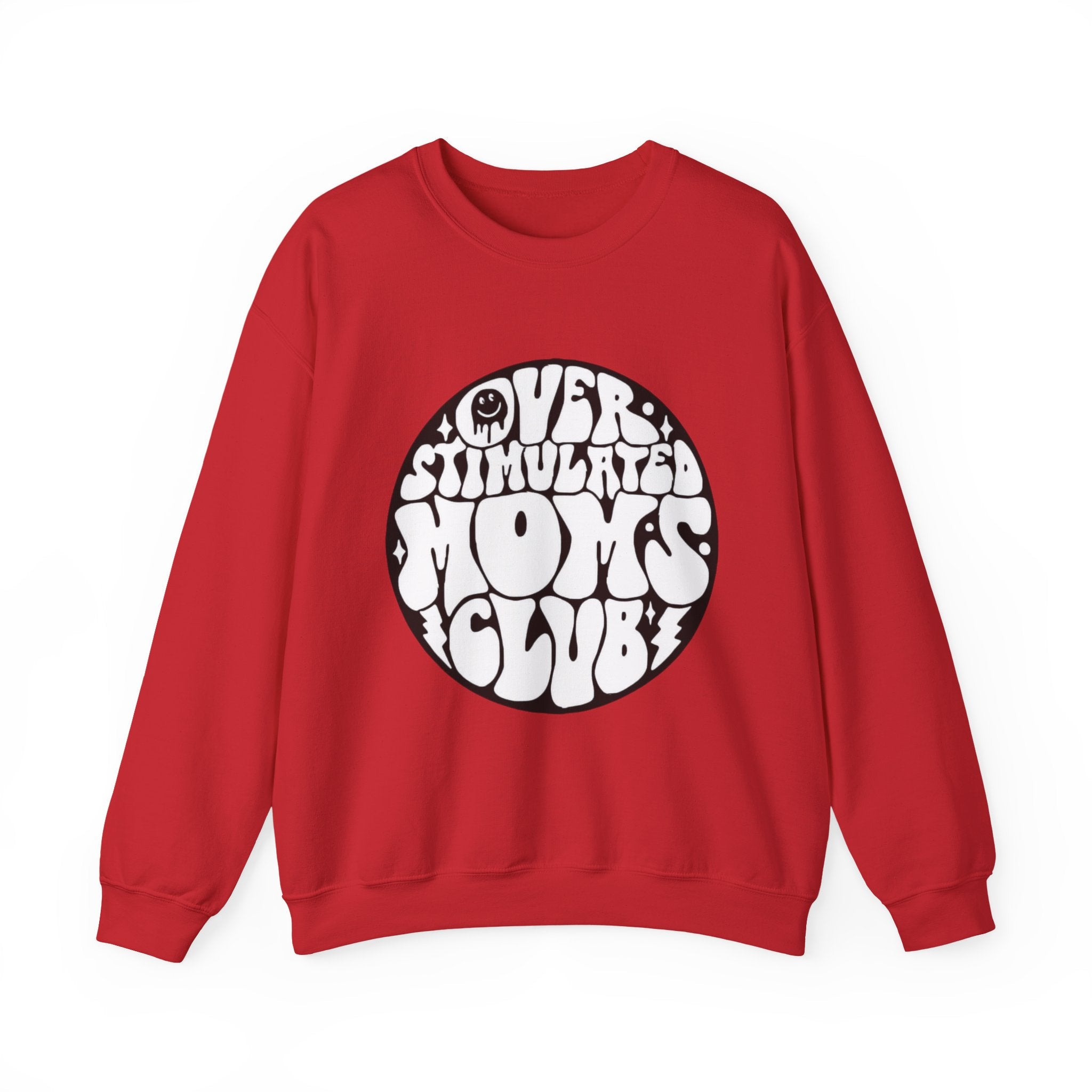 Retro 'Overstimulated Moms Club' Sweatshirt – Vintage Psychedelic Graphic Crewneck
