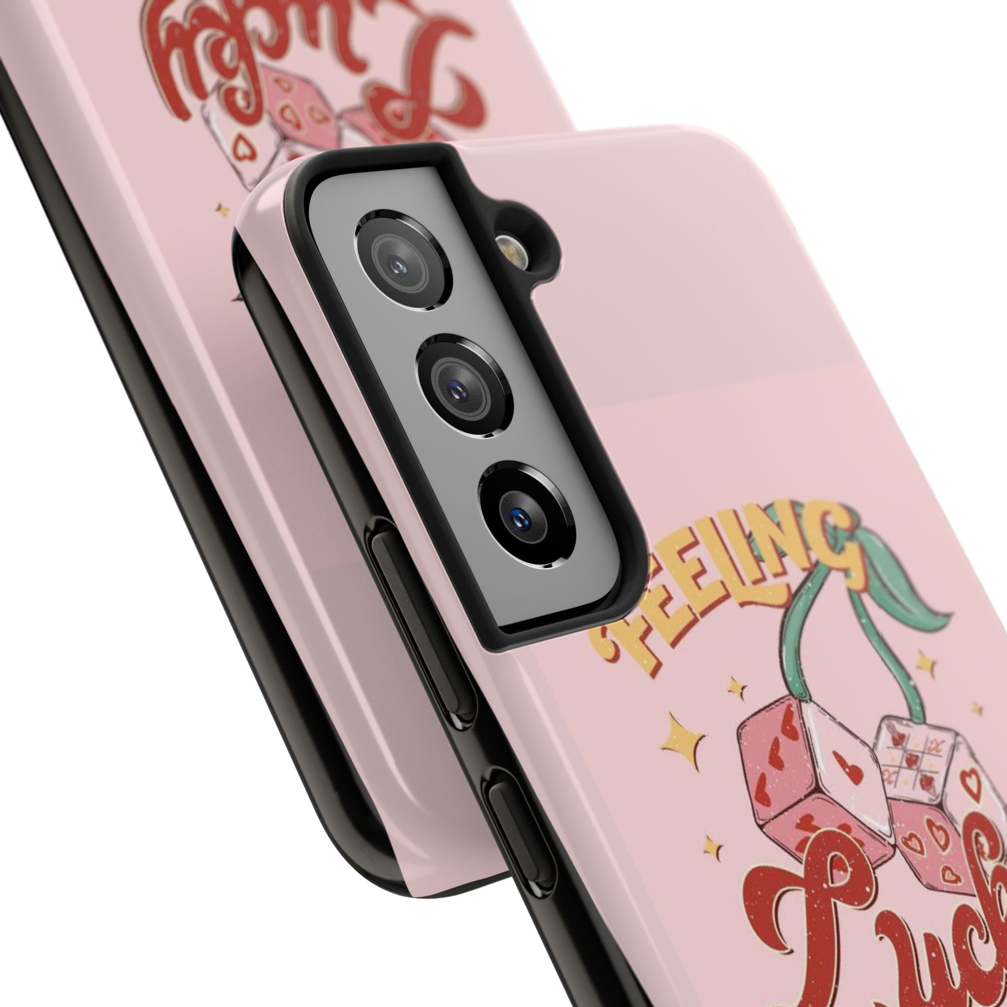 Feeling Lucky Phone Case — Pink Retro Dice Cherry Design