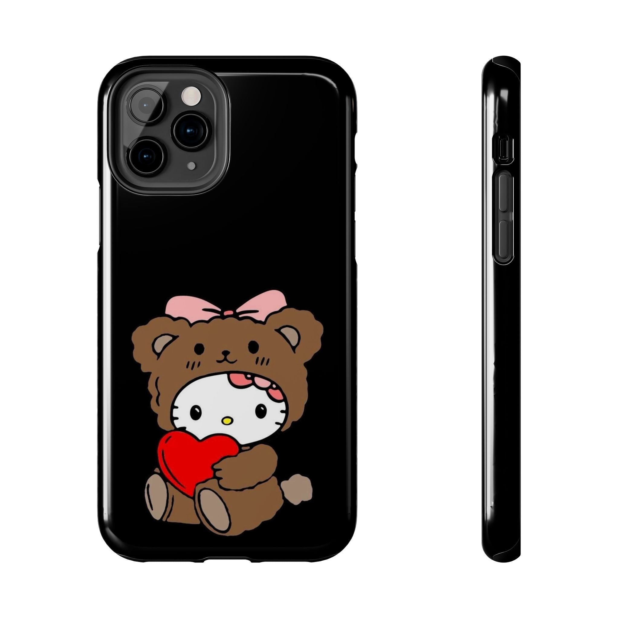 Cute Hello Kitty Bear Heart Tough Phone Case — Protective Cute Cartoon iPhone Cover