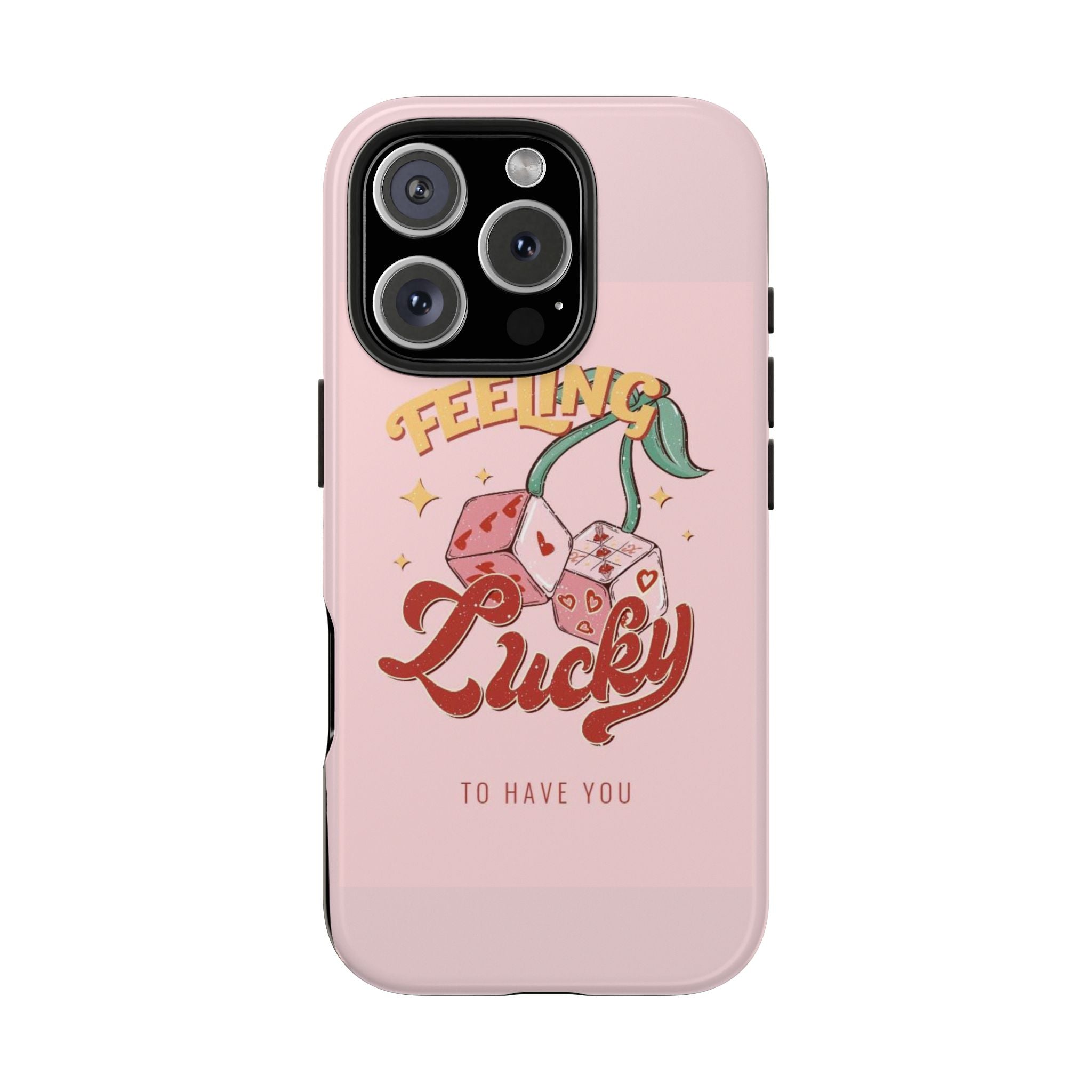 Feeling Lucky Phone Case — Pink Retro Dice Cherry Design