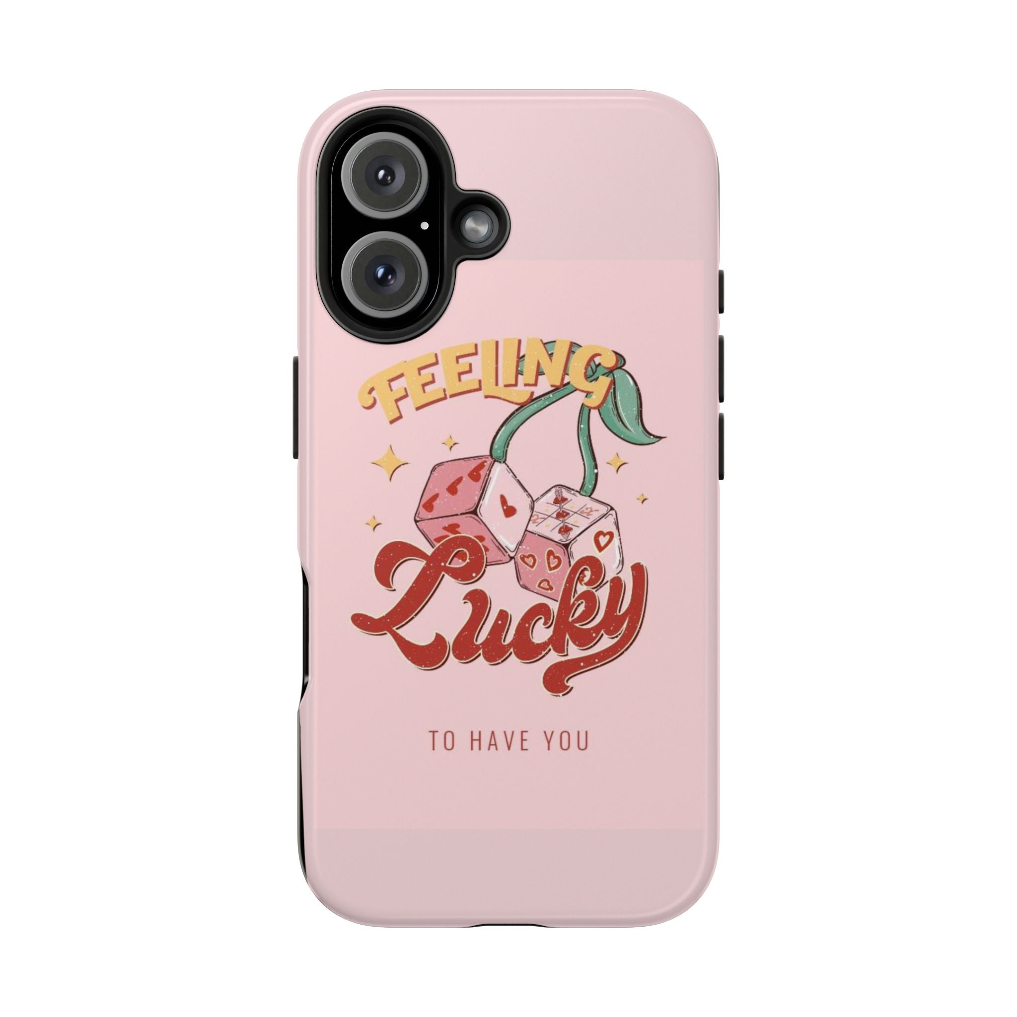Feeling Lucky Phone Case — Pink Retro Dice Cherry Design