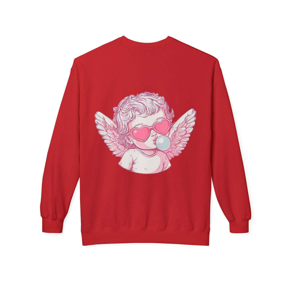 Cupid Valentine's Sweatshirt — Retro Pink Cherub with Heart Sunglasses Crewneck