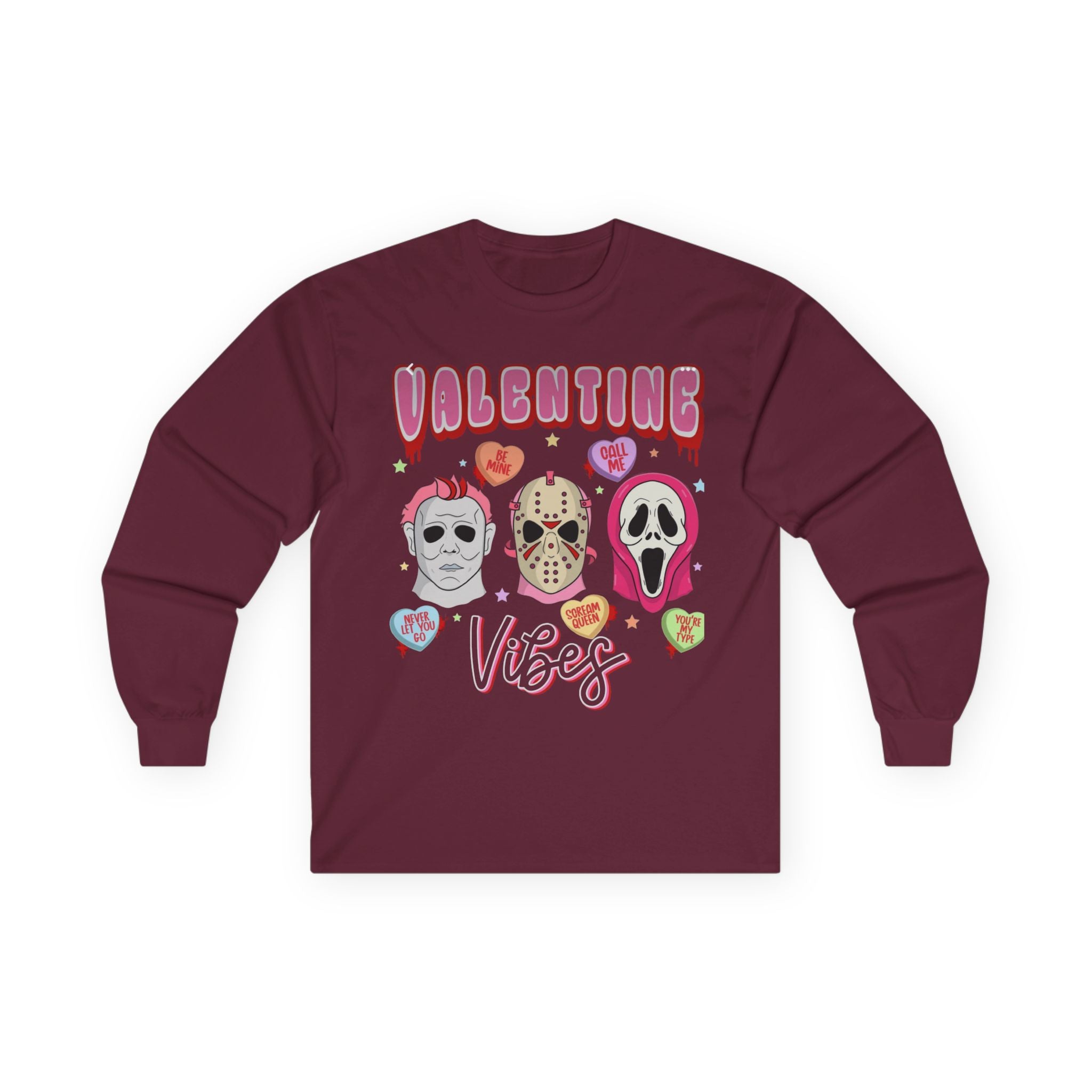 Valentine Vibes Horror Masks Long Sleeve Tee