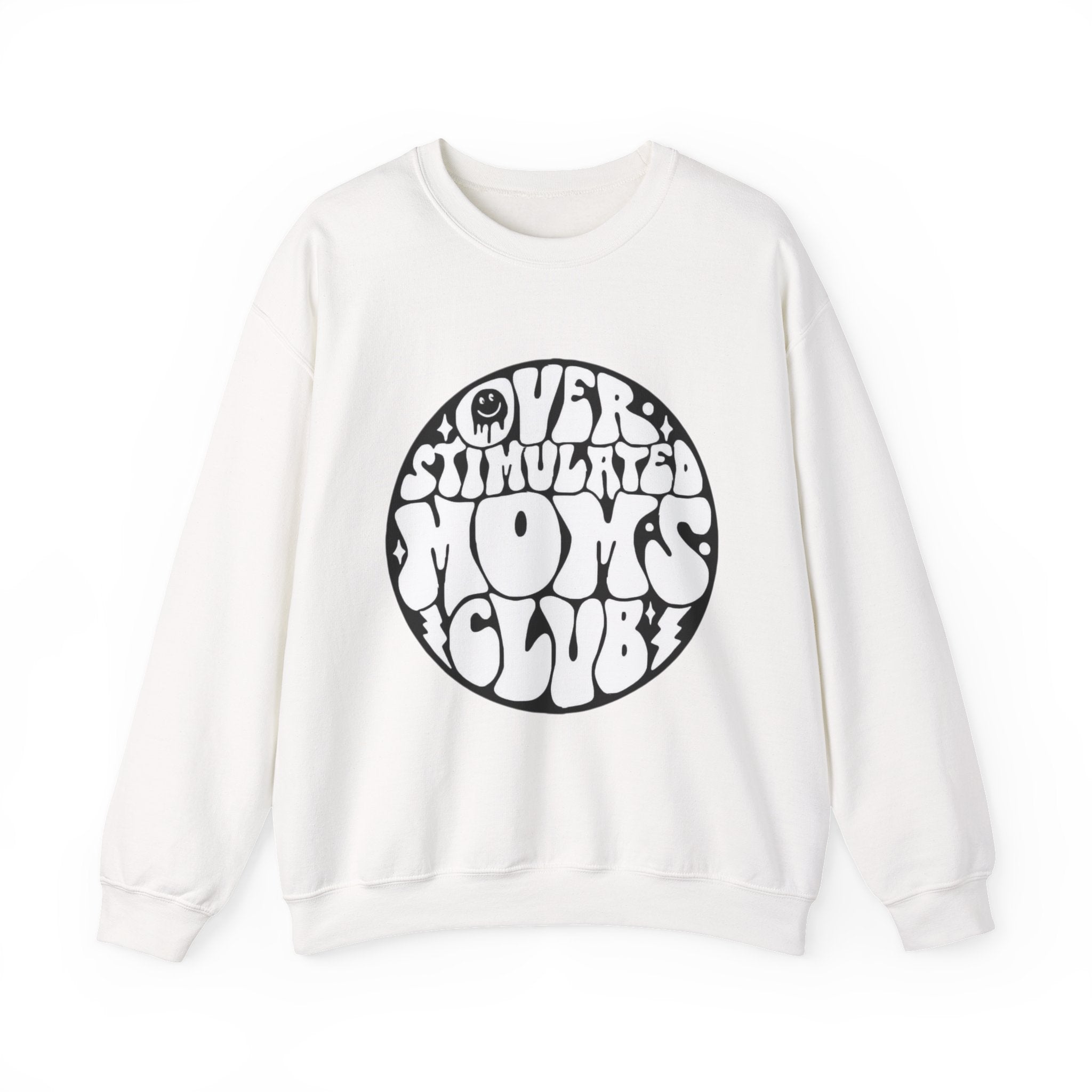 Retro 'Overstimulated Moms Club' Sweatshirt – Vintage Psychedelic Graphic Crewneck