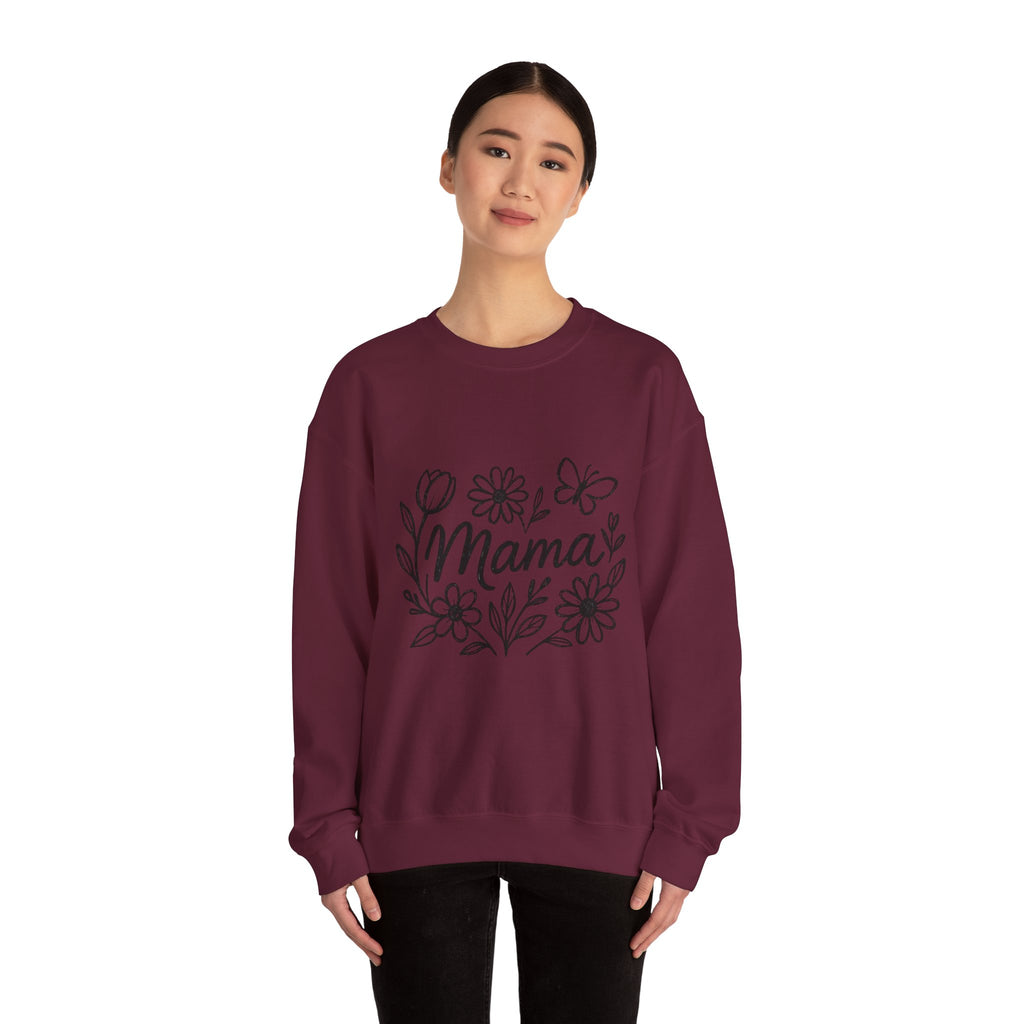 Mama Floral Crewneck Sweatshirt – Hand-Drawn Flowers