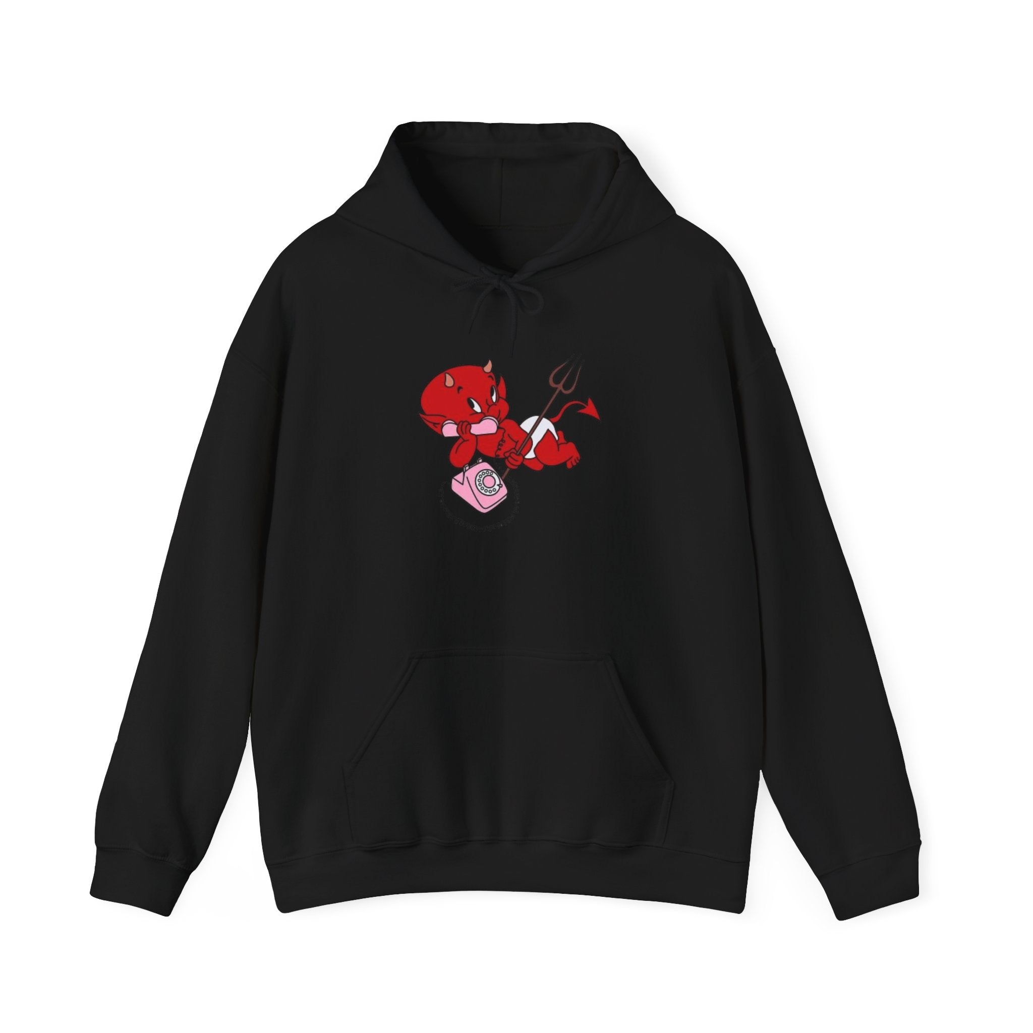 Devil Cupid Hoodie – Playful Valentine Demon Holding Heart Bag Graphic Hoodie