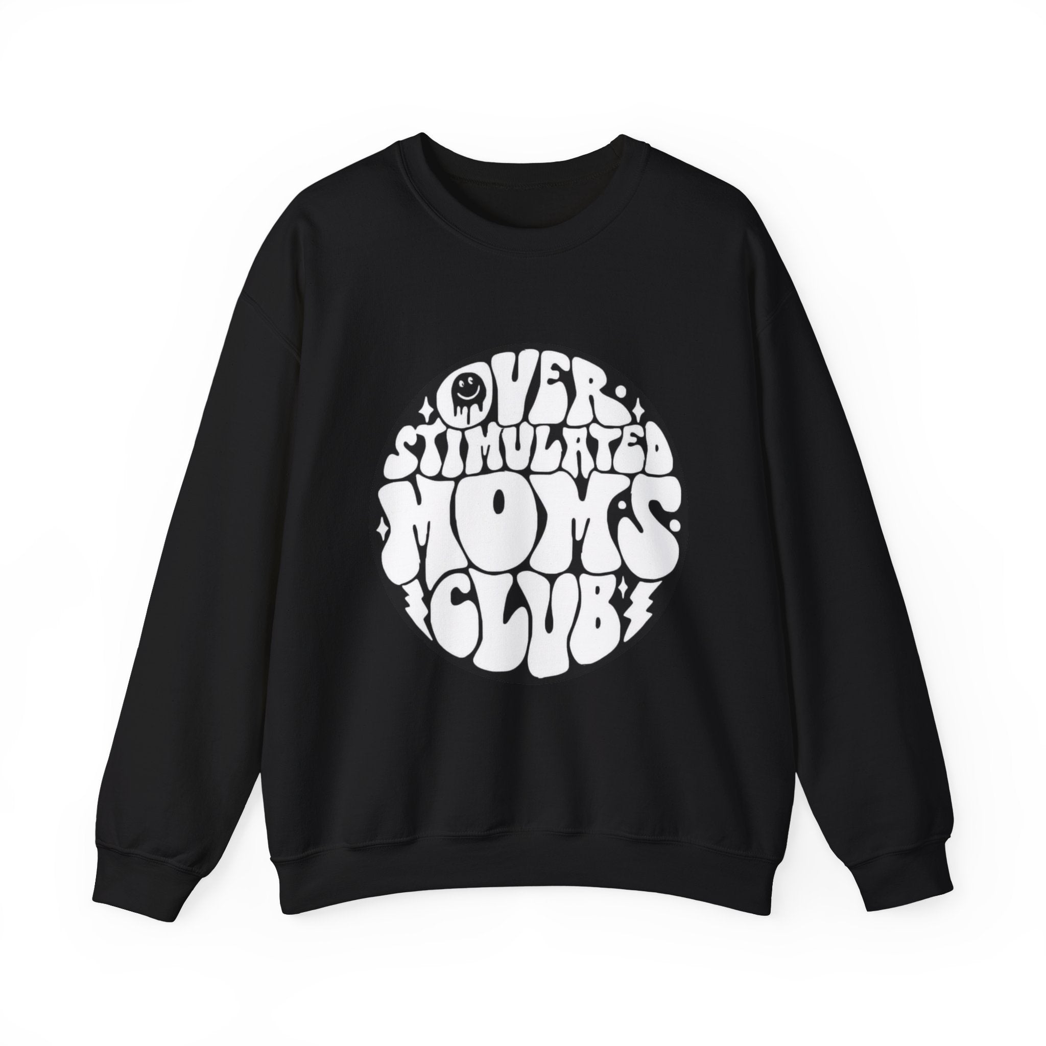 Retro 'Overstimulated Moms Club' Sweatshirt – Vintage Psychedelic Graphic Crewneck