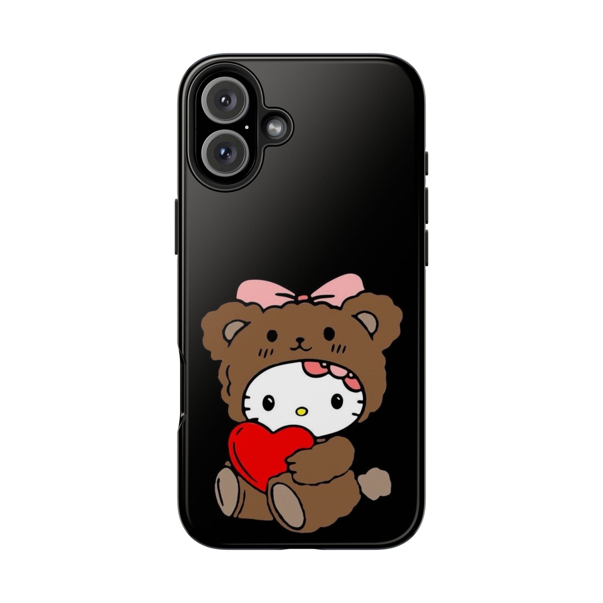 Cute Hello Kitty Bear Heart Tough Phone Case — Protective Cute Cartoon iPhone Cover