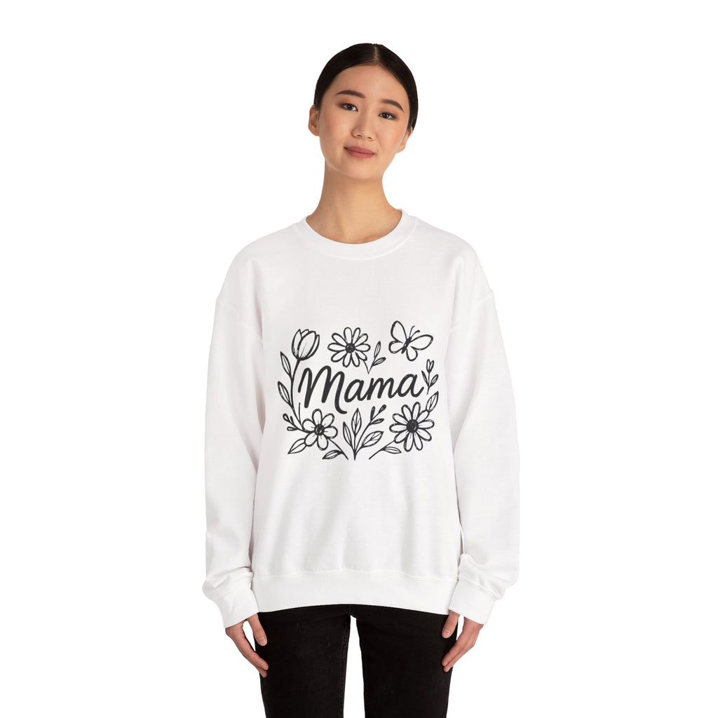 Mama Floral Crewneck Sweatshirt – Hand-Drawn Flowers