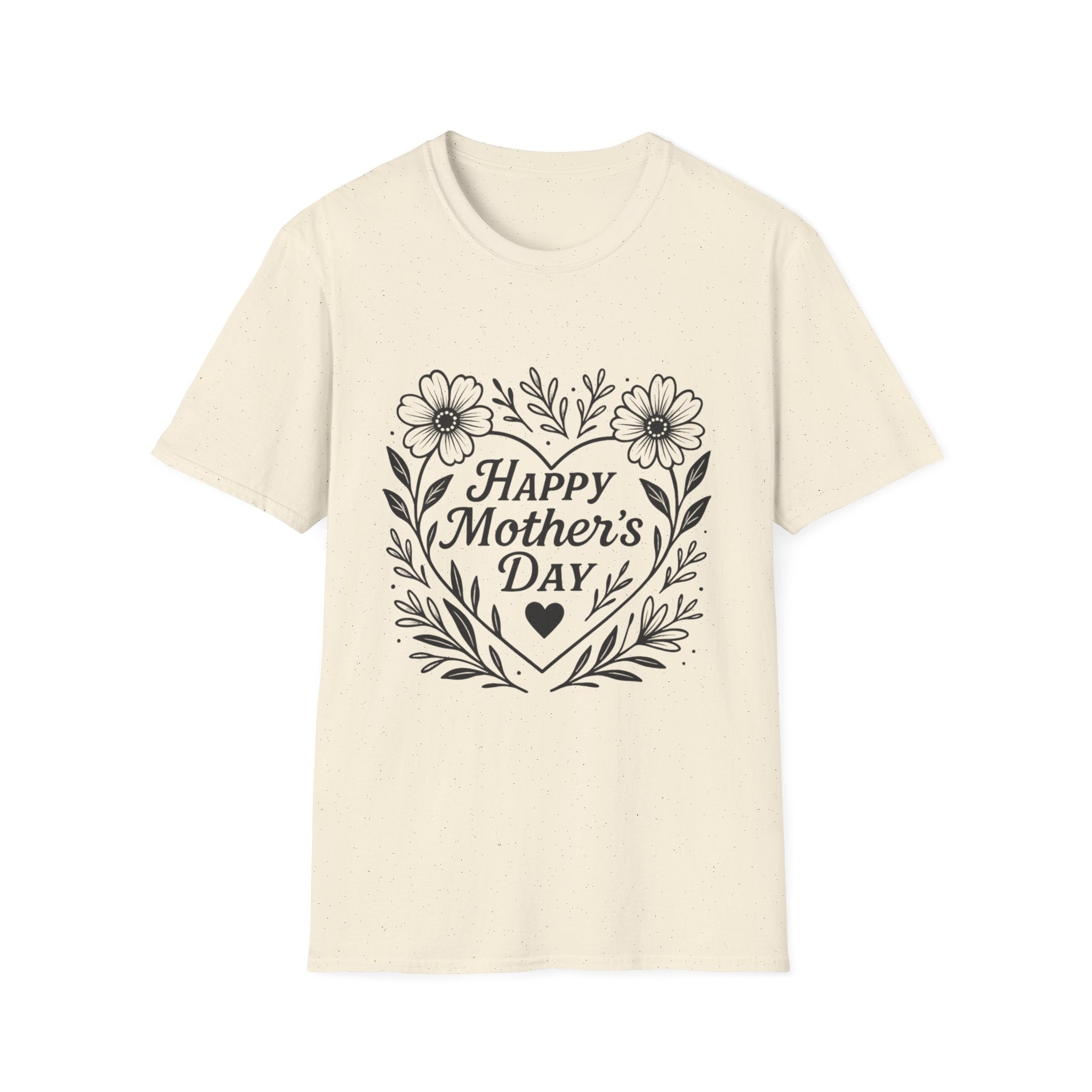 Mother's Day Floral Tee — "Happy Mother's Day" Heart Design