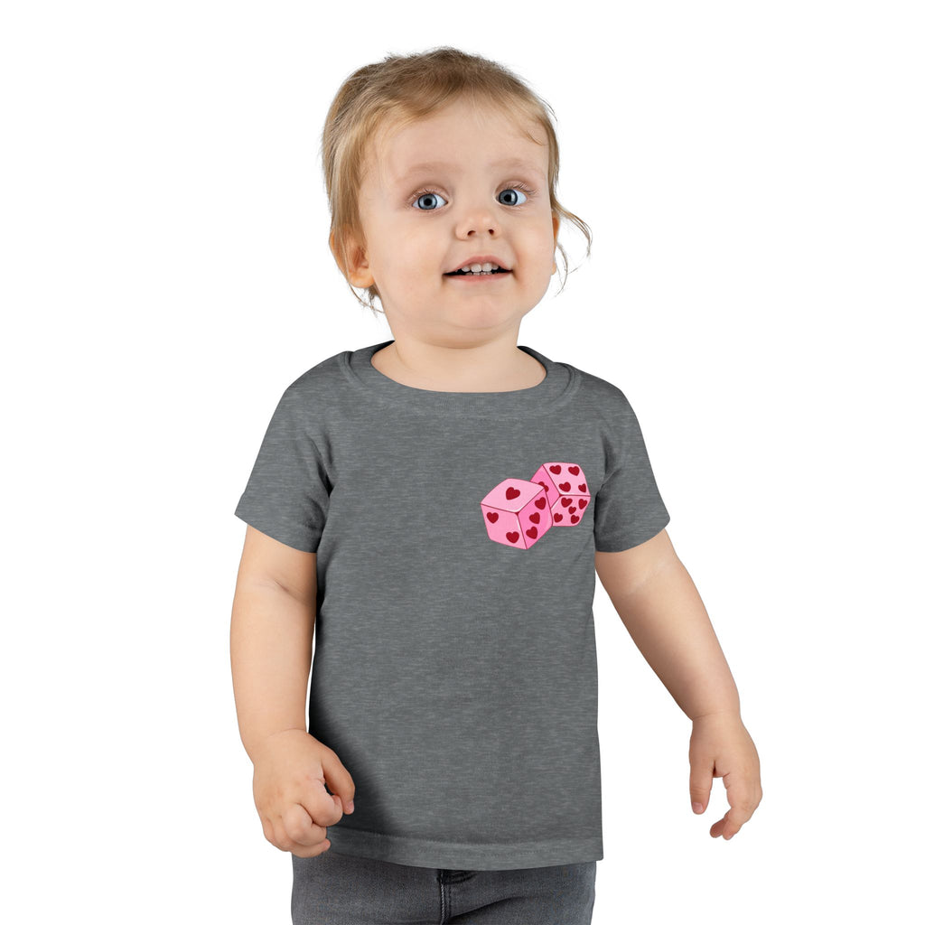 Toddler T-shirt - Pink Cupid Cherub Graphic Tee with Heart Dice (Valentine’s Day Kids Shirt)