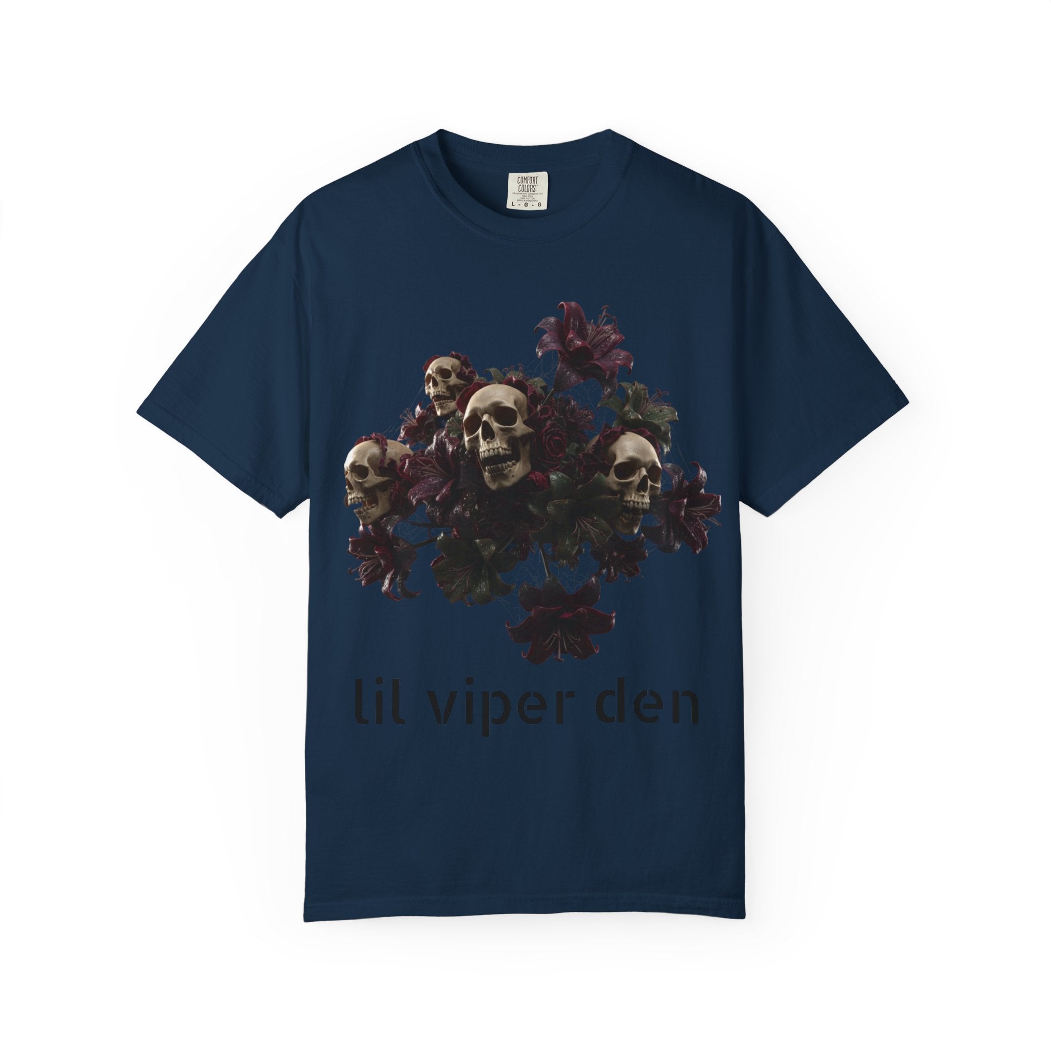 Lil Viper Den Skull Floral Tee — Gothic Graphic T-Shirt