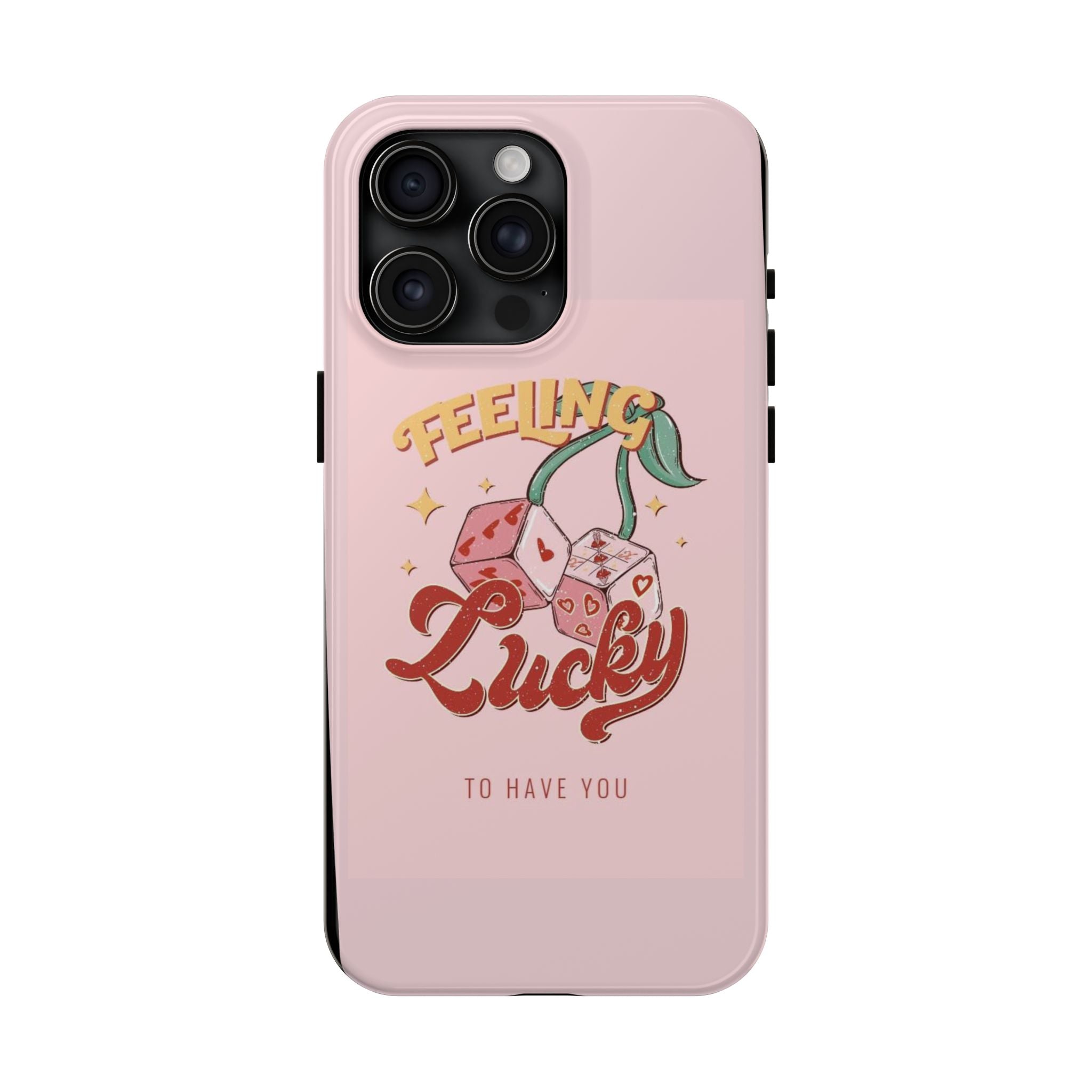 Feeling Lucky Phone Case — Pink Retro Dice Cherry Design