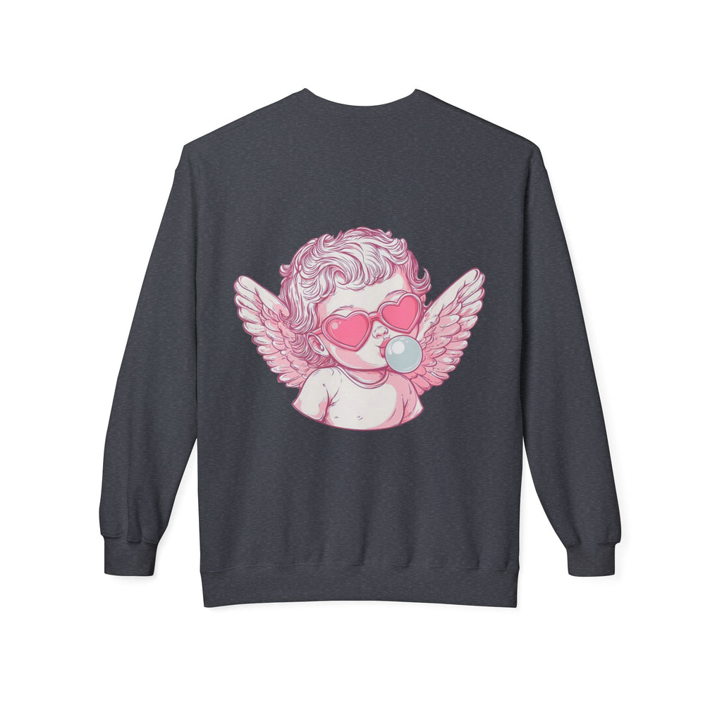 Cupid Valentine's Sweatshirt — Retro Pink Cherub with Heart Sunglasses Crewneck