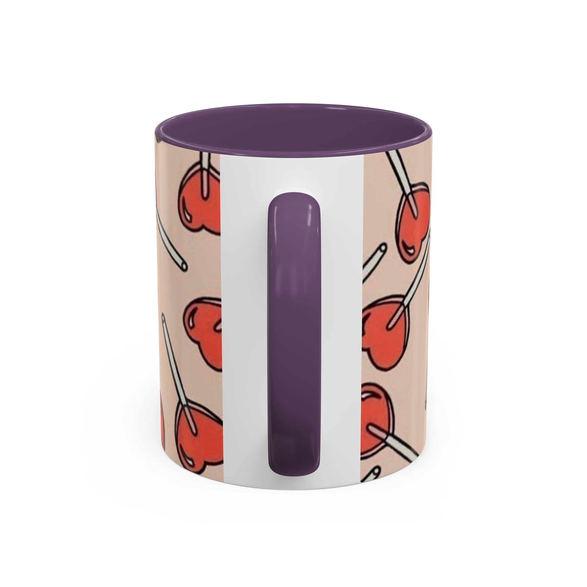 Valentines Heart Lollipop Accent Coffee Mug — Cute Valentine Candy Pattern (11/15oz)