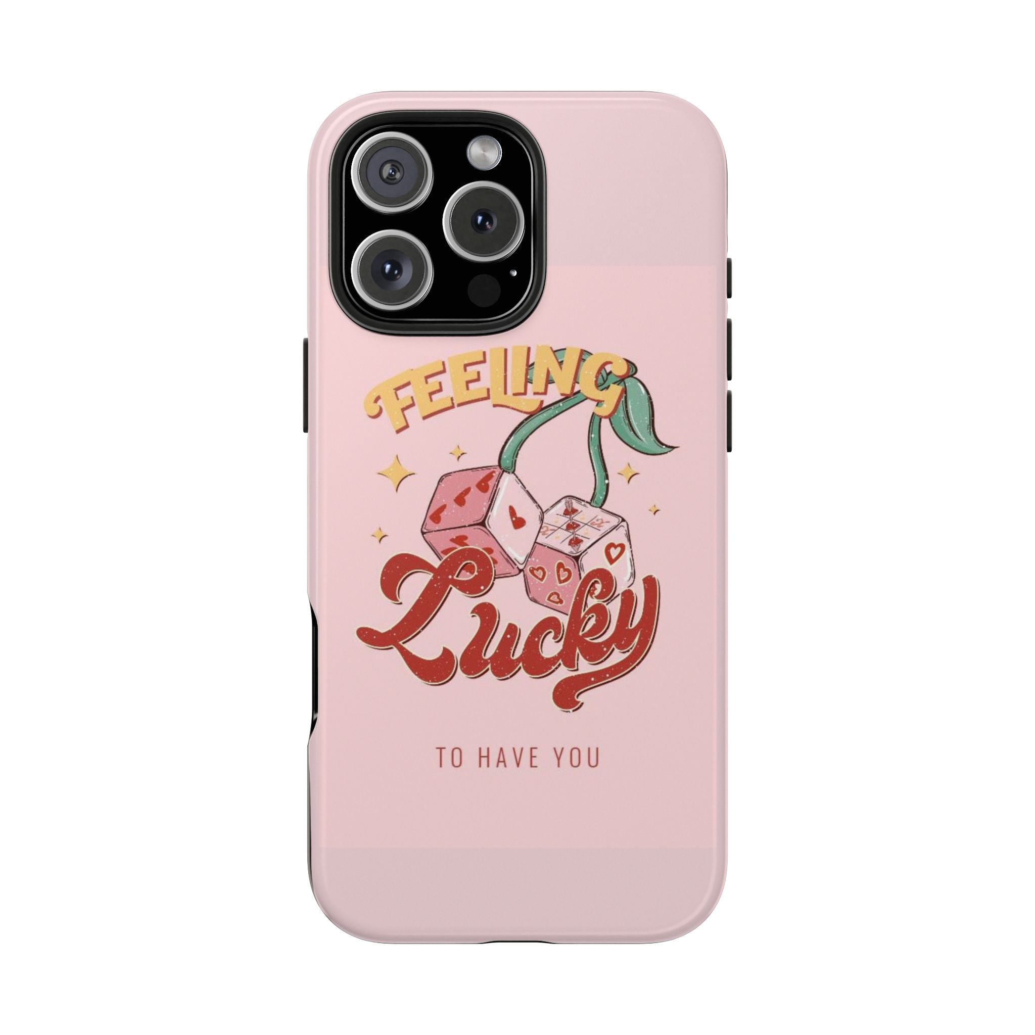 Feeling Lucky Phone Case — Pink Retro Dice Cherry Design