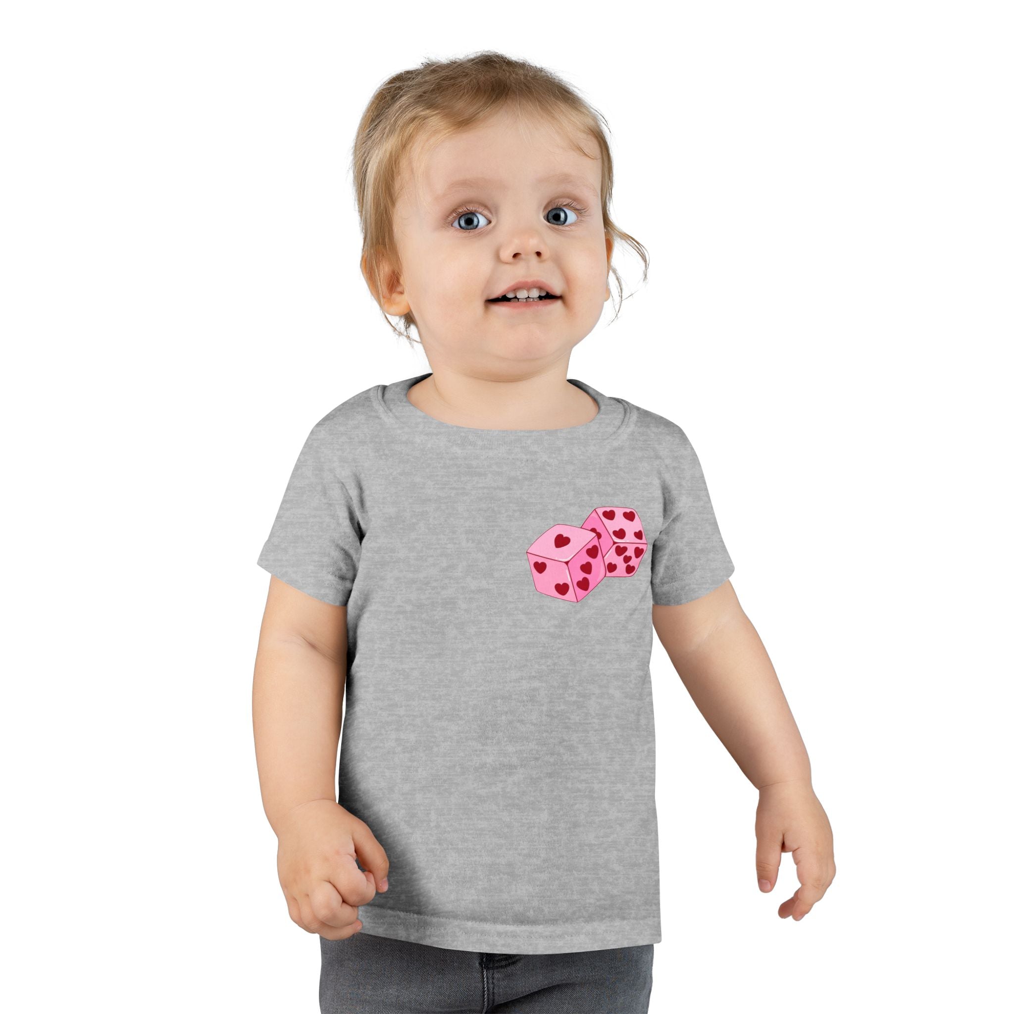 Toddler T-shirt - Pink Cupid Cherub Graphic Tee with Heart Dice (Valentine’s Day Kids Shirt)