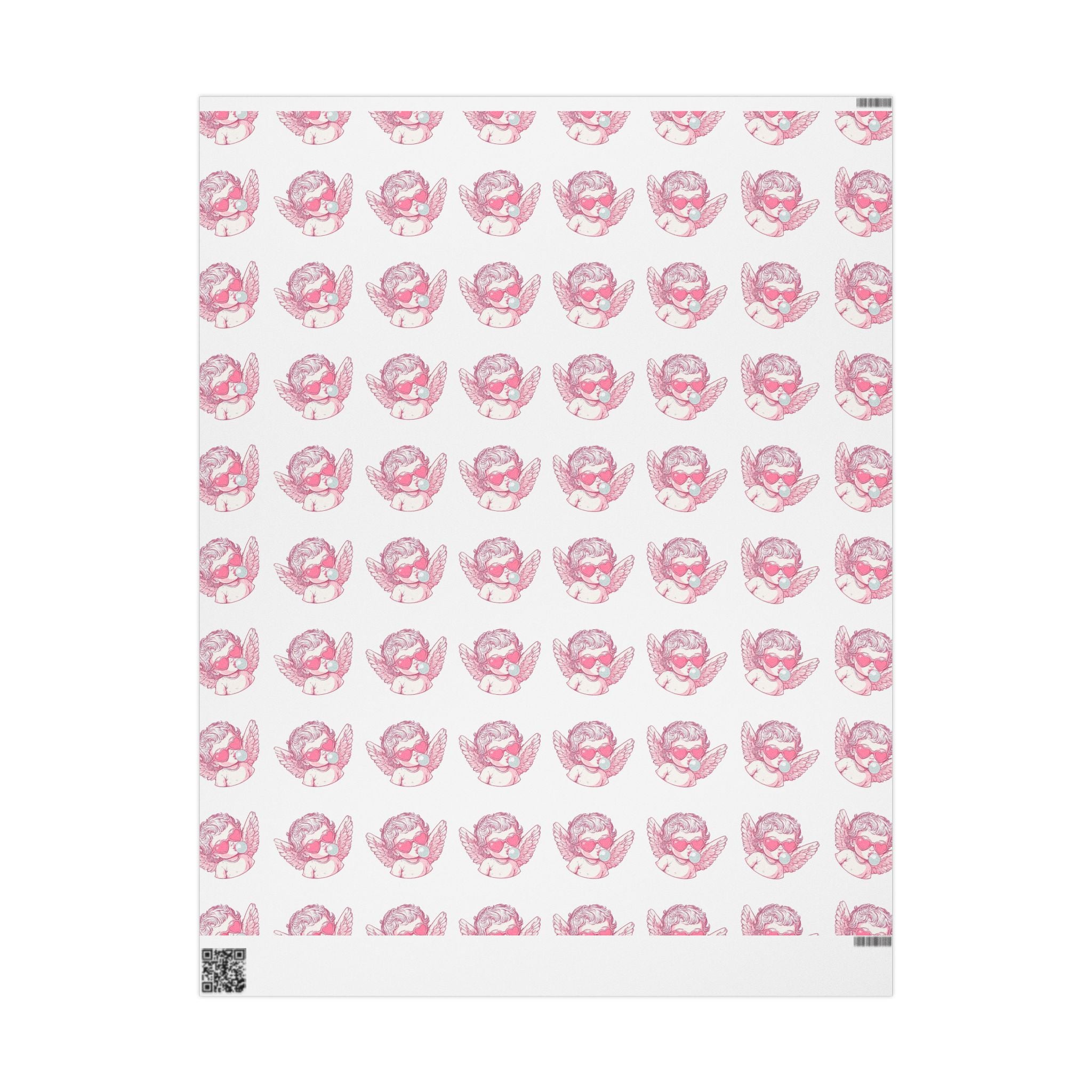 Valentines Wrapping Paper — Pink Skull & Wings Pattern Gift Wrap (Edgy Floral Gothic)
