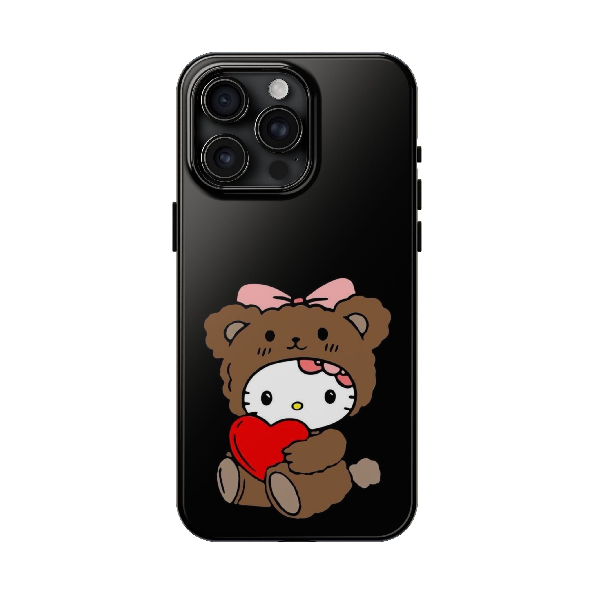 Cute Hello Kitty Bear Heart Tough Phone Case — Protective Cute Cartoon iPhone Cover