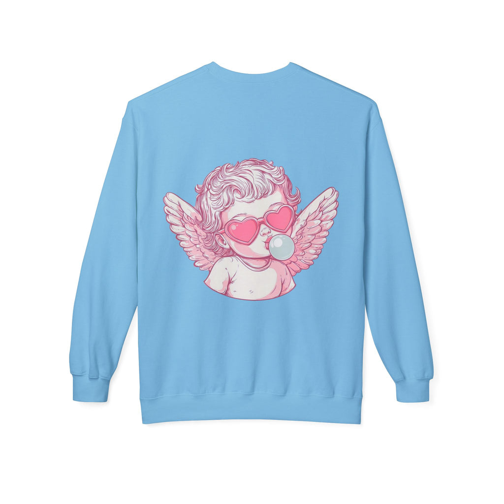 Cupid Valentine's Sweatshirt — Retro Pink Cherub with Heart Sunglasses Crewneck