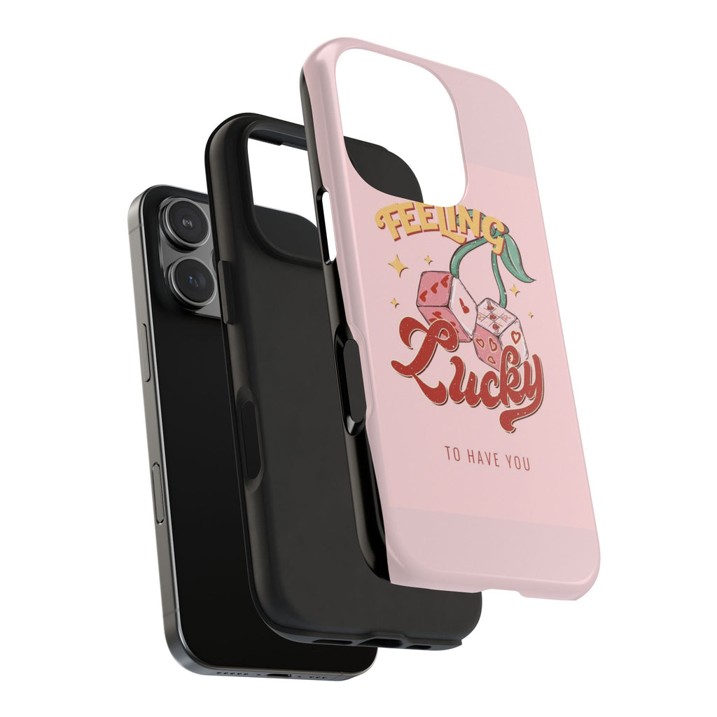 Feeling Lucky Phone Case — Pink Retro Dice Cherry Design