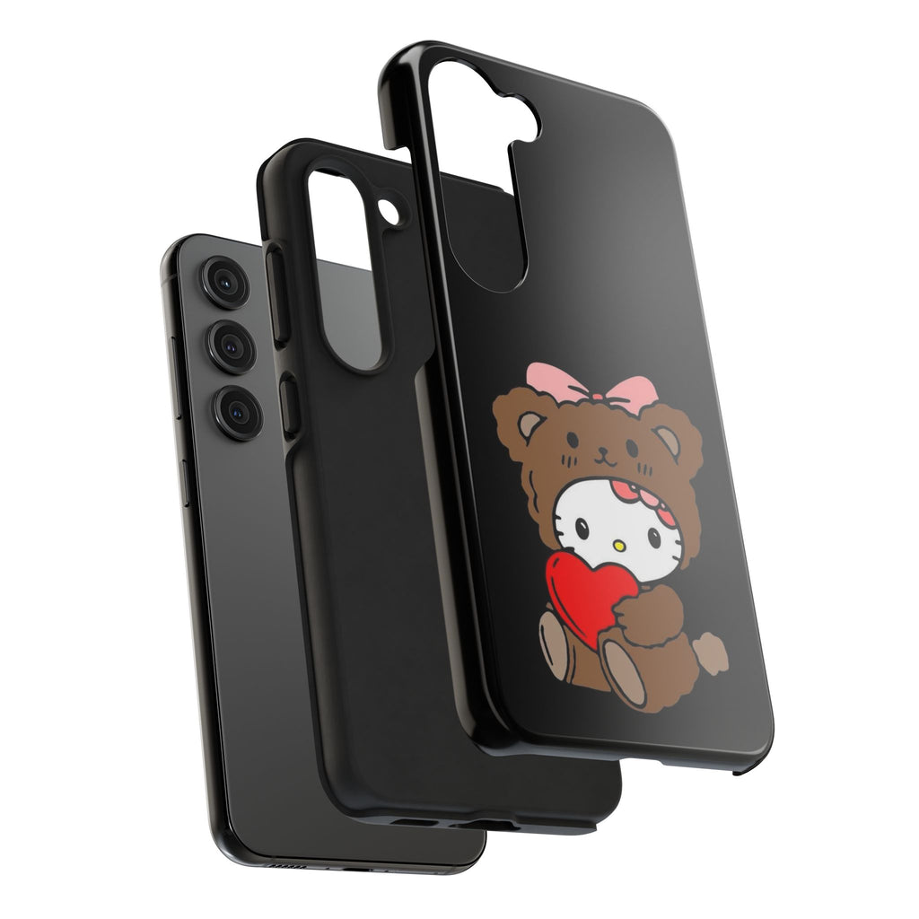 Cute Hello Kitty Bear Heart Tough Phone Case — Protective Cute Cartoon iPhone Cover